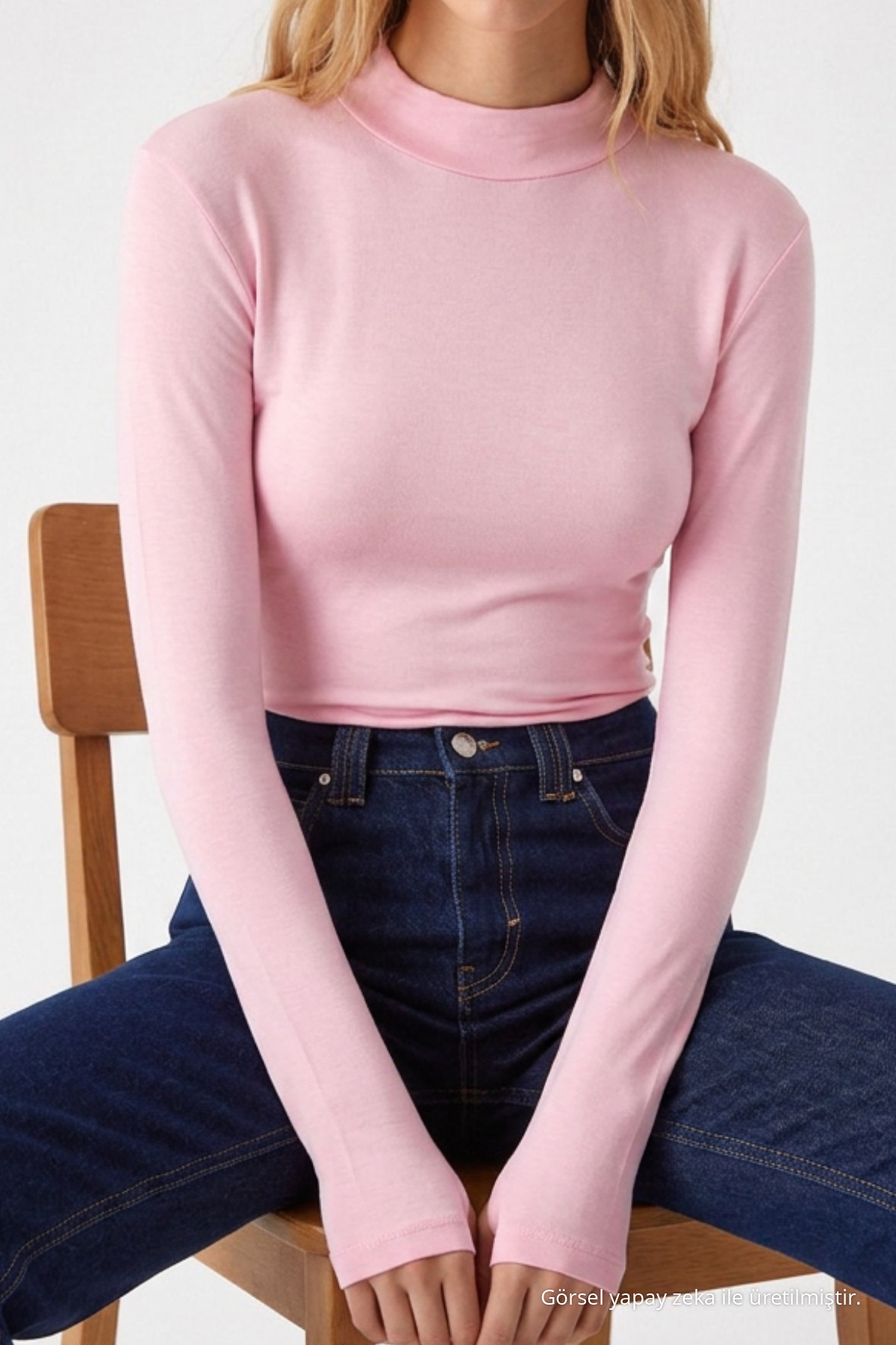 Kadın Dar Kalıp Reglan Kol Pembe Örme Bluz 6