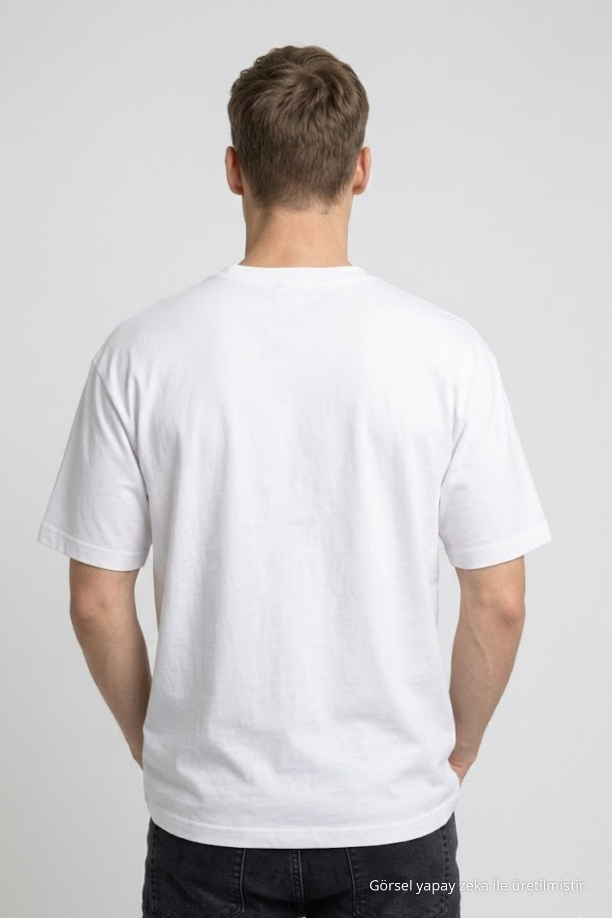 Erkek Pamuklu Ekru Oversize Tişört 5