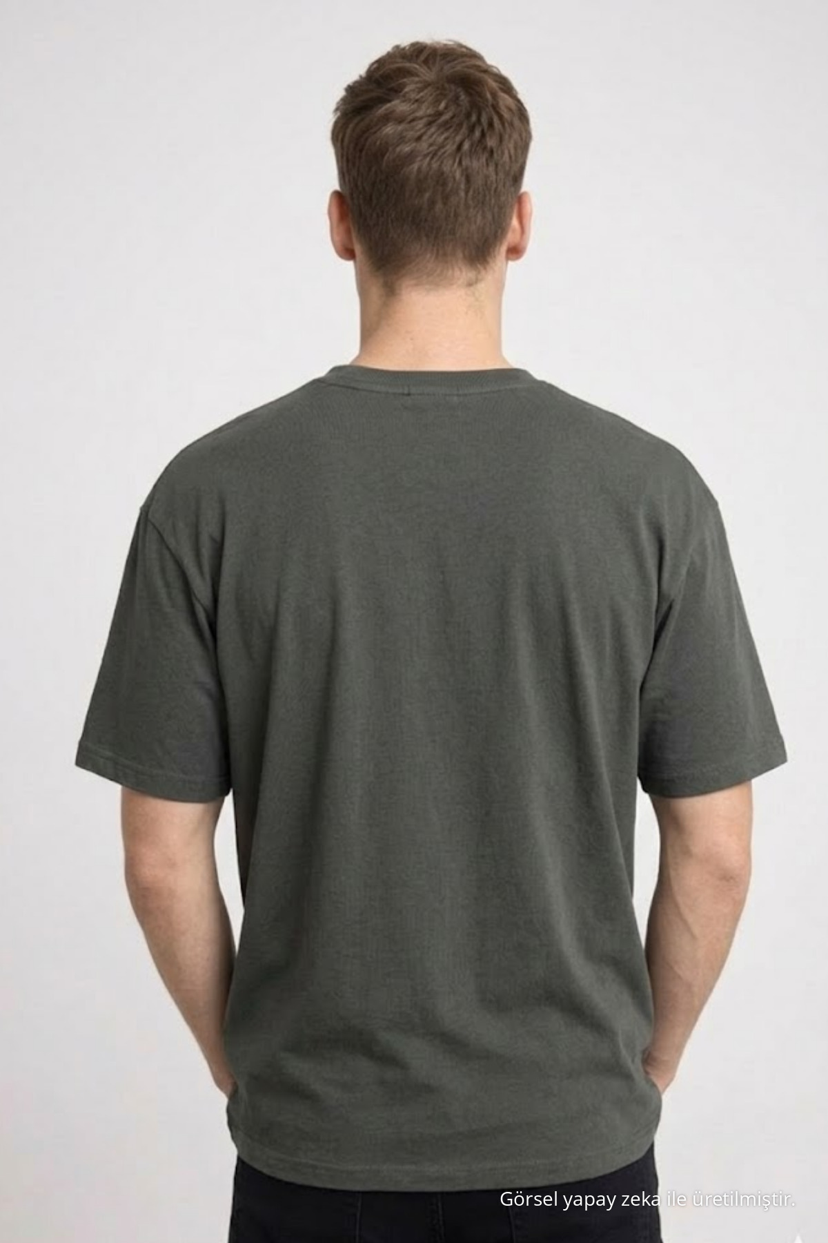 Erkek Pamuklu Füme Oversize Tişört 5