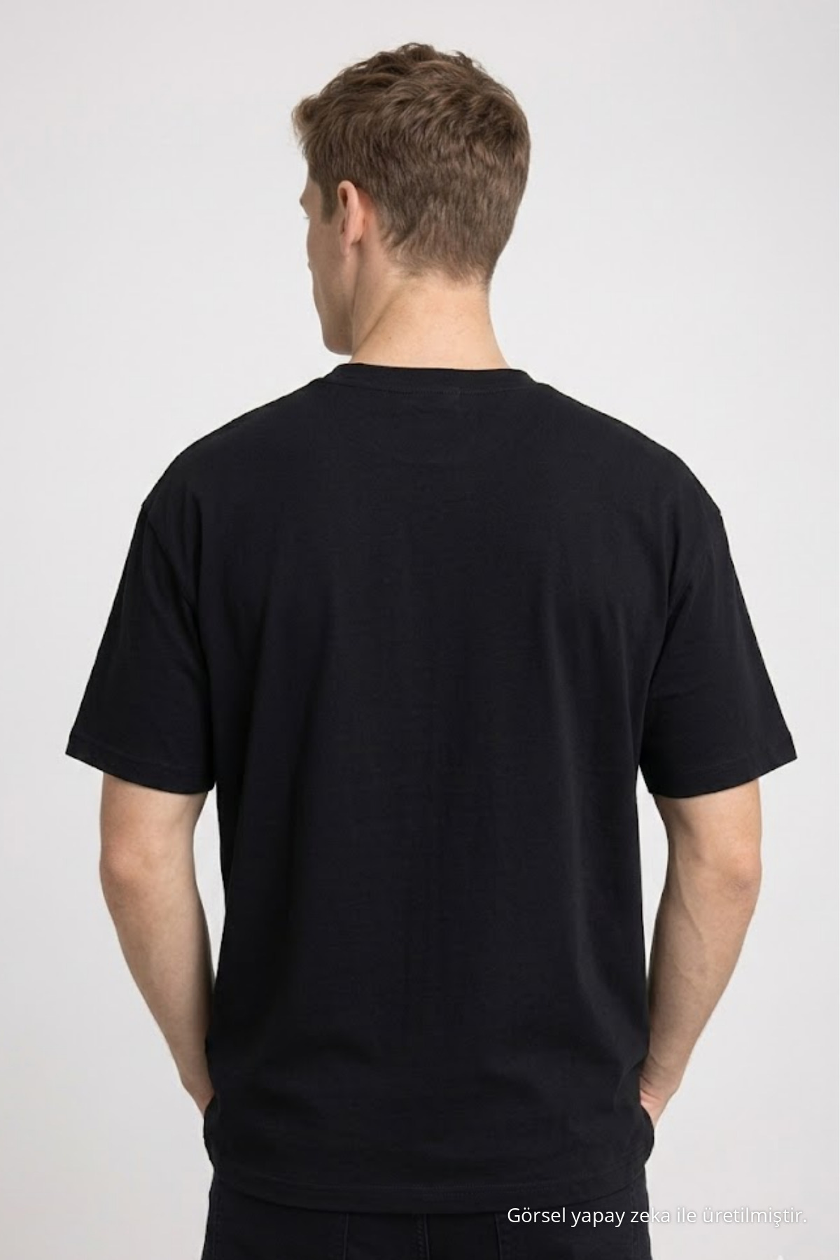 Erkek Pamuklu SİYAH Oversize Tişört 5