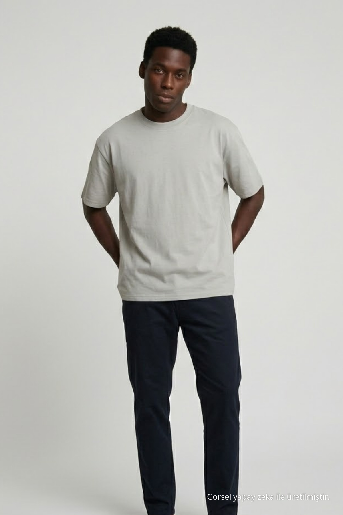 Erkek Kısa Kol Yazlık GRİ Oversize Tişört 3