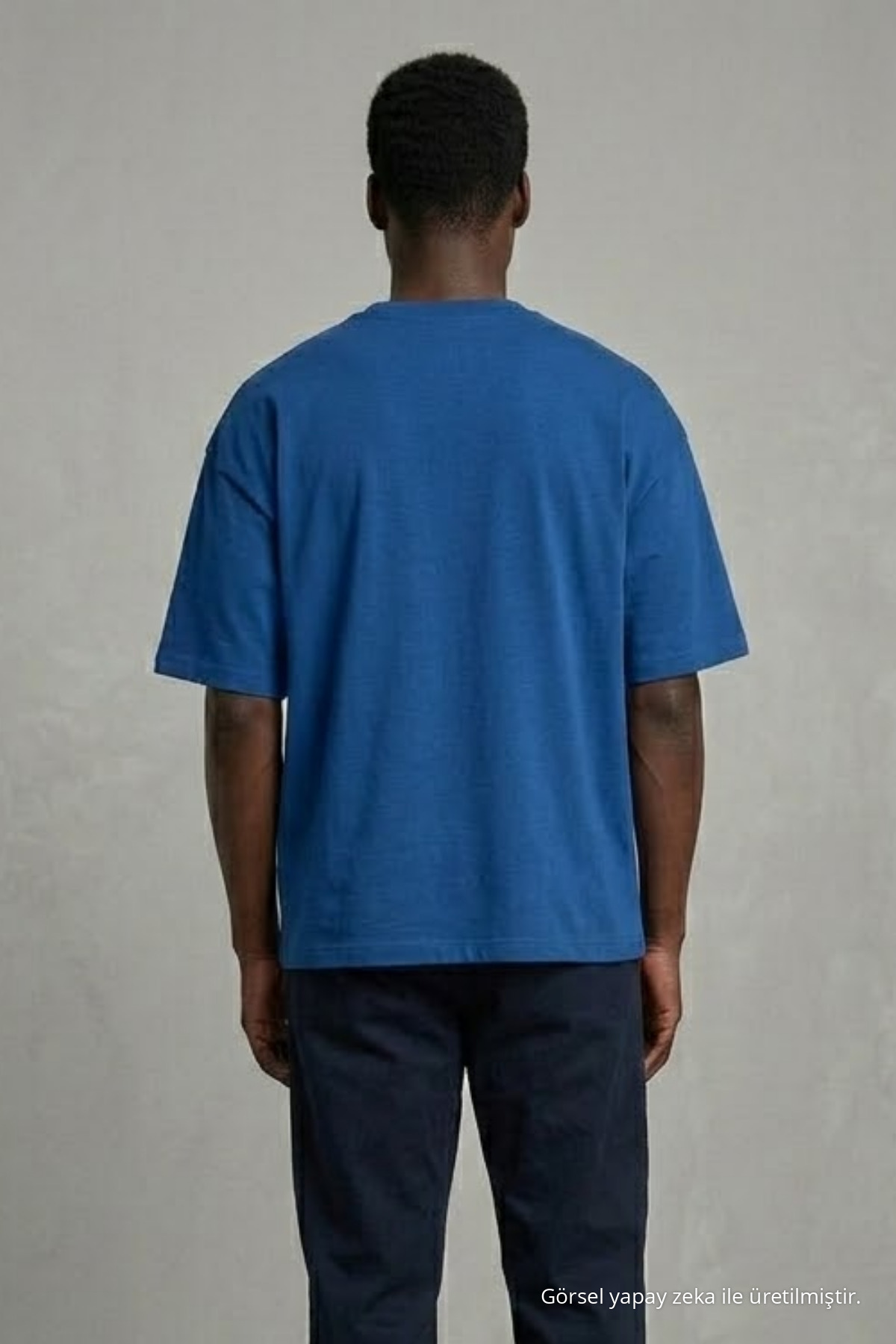 Erkek Kısa Kol Yazlık MAVİ Oversize Tişört 5