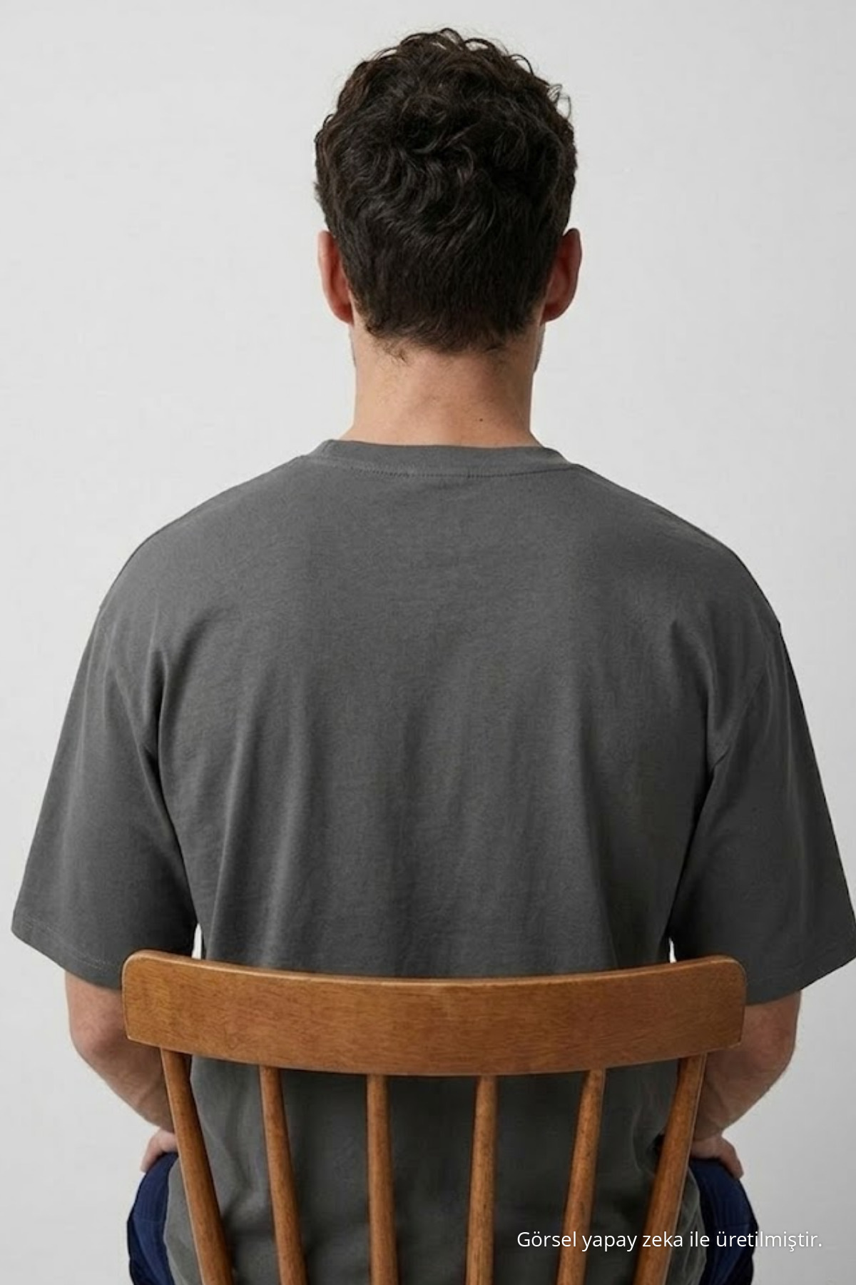 Erkek Bisiklet Yaka Füme Oversize Tişört 5