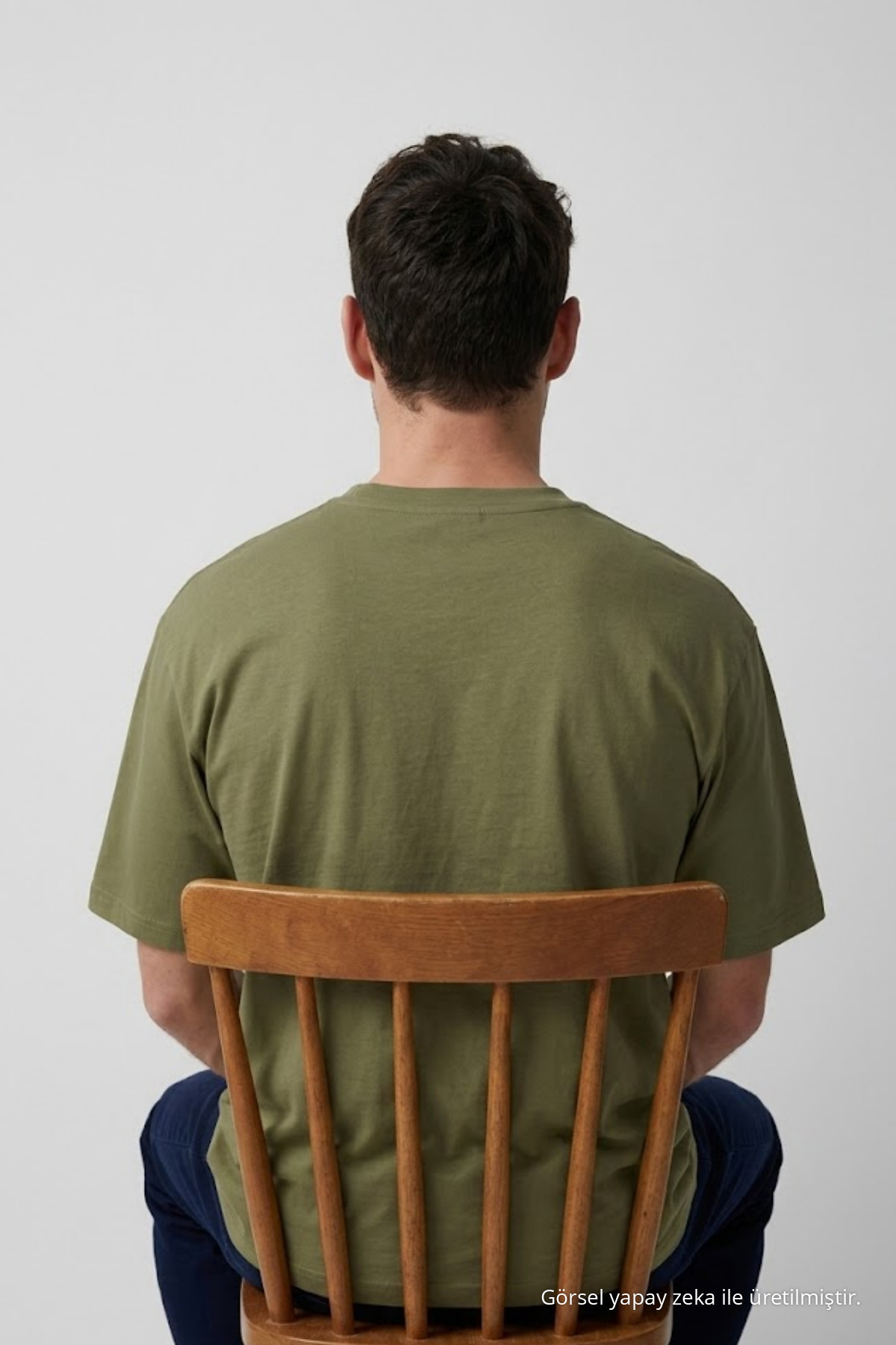 Erkek Bisiklet Yaka HAKİ Oversize Tişört 5