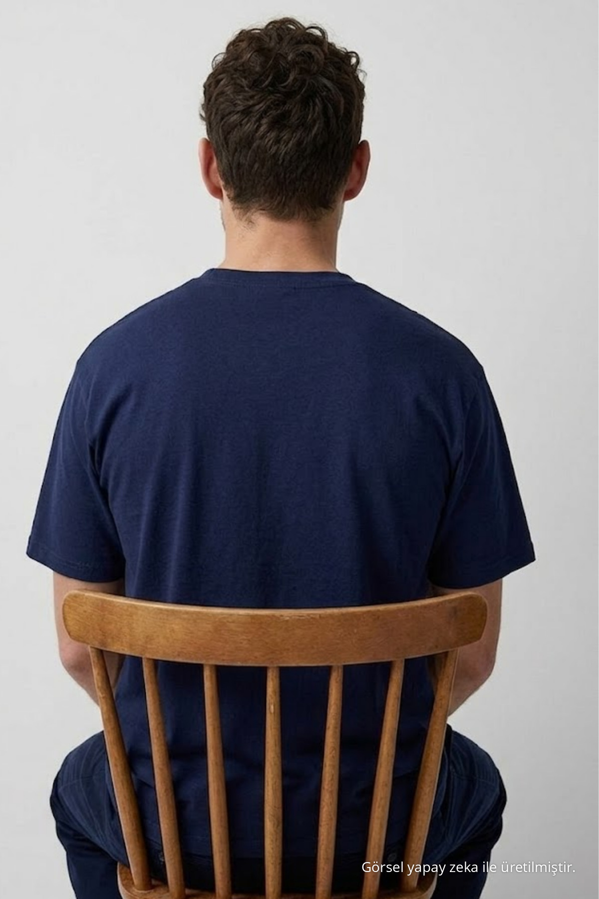Erkek Bisiklet Yaka LACİVERT Oversize Tişört 5