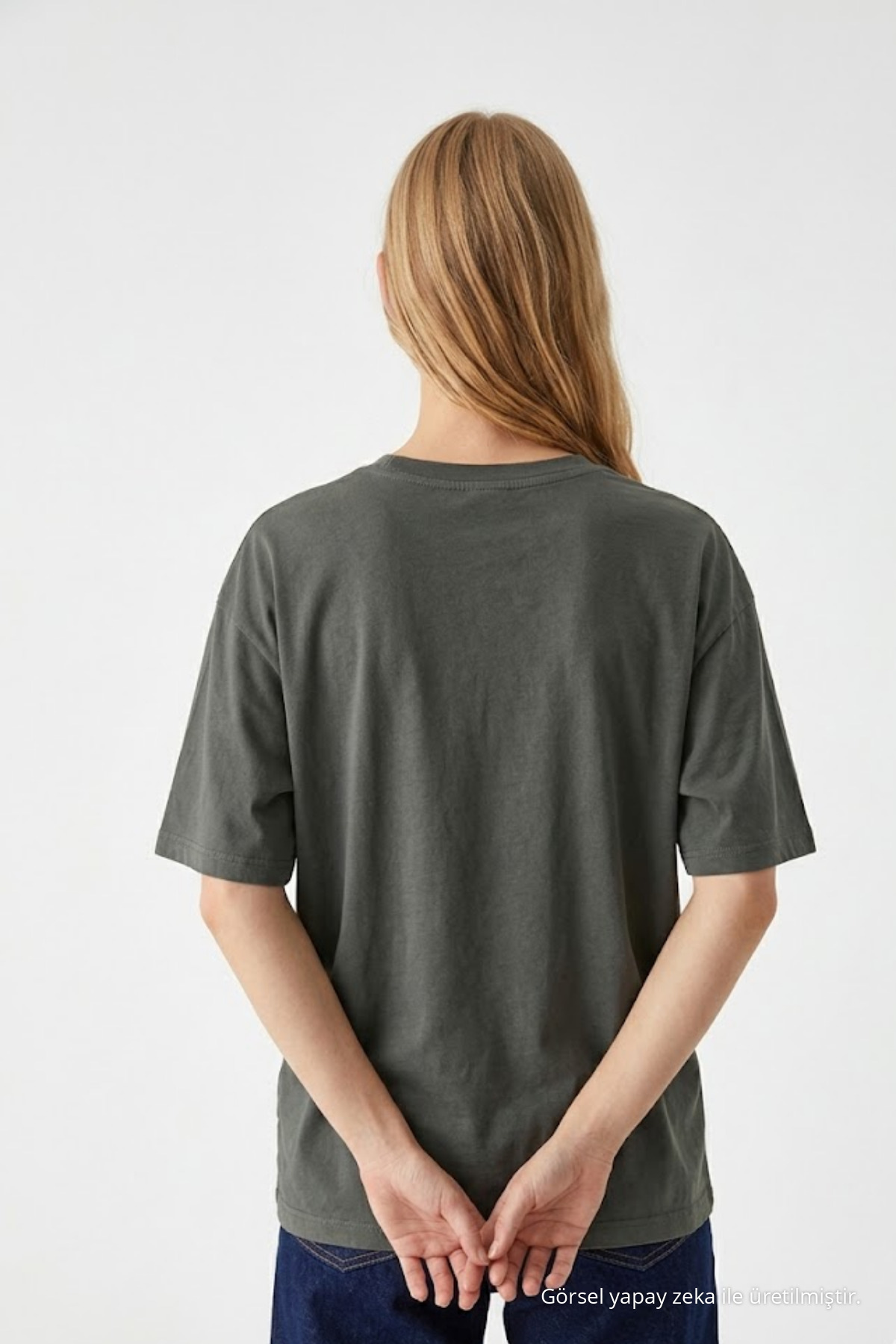 Kadın Bisiklet Yaka Füme Oversize Tişört 6