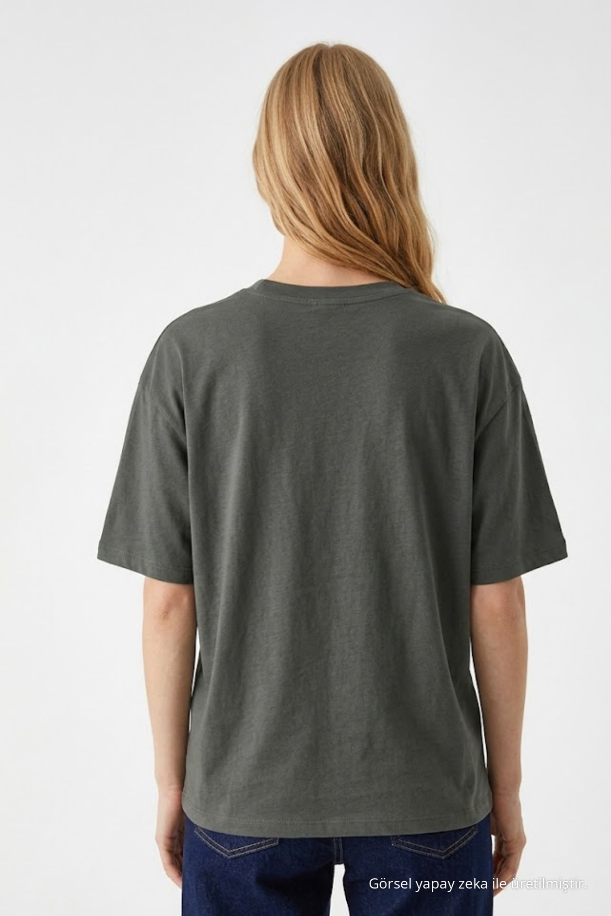 Kadın Bisiklet Yaka Füme Oversize Tişört 5
