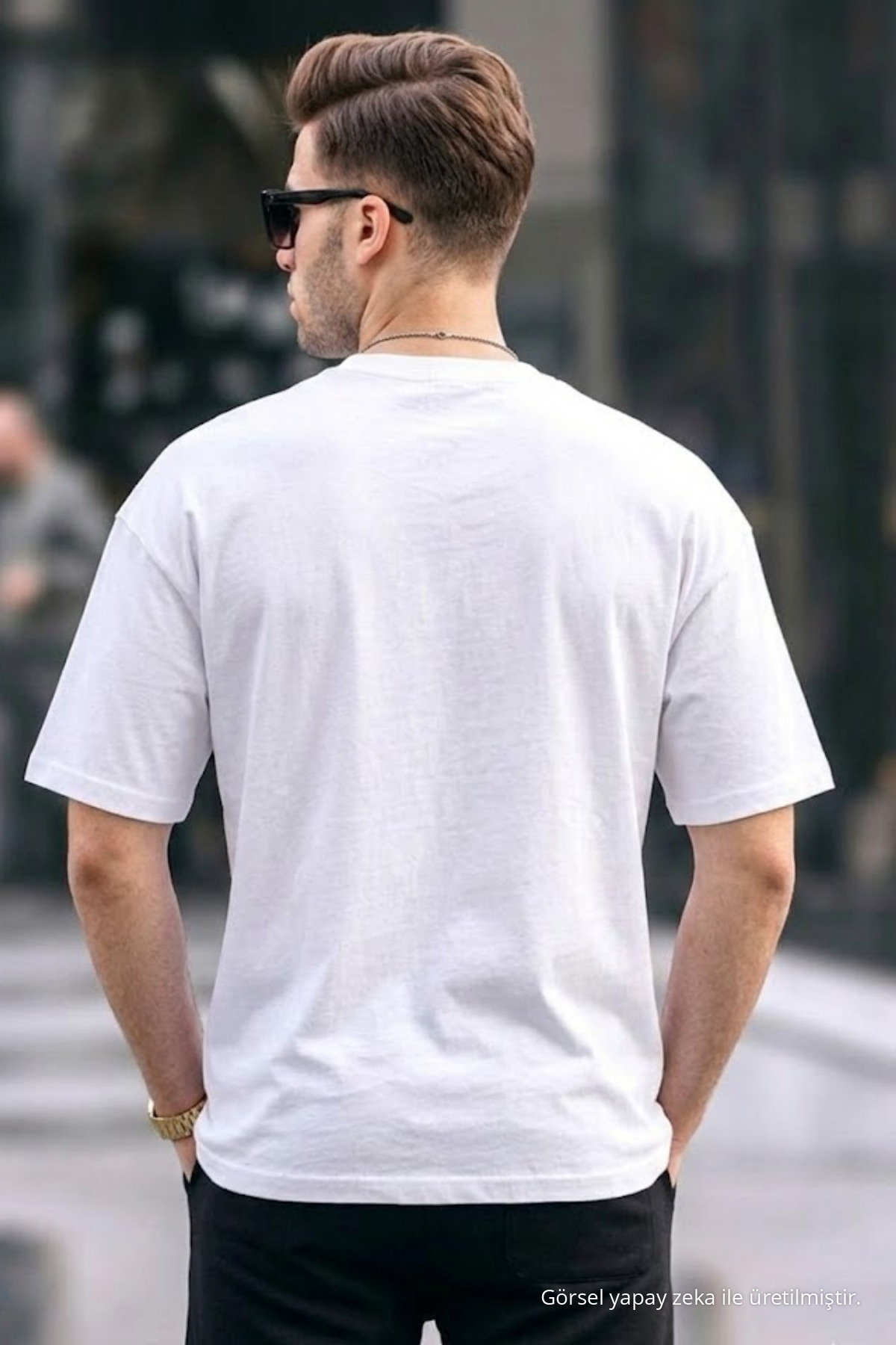 Erkek Premium Basic Trend Beyaz Oversize Tişört 6