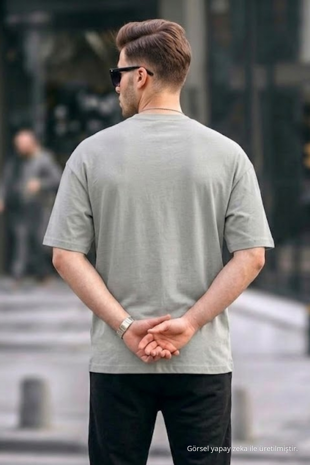 Erkek Premium Basic Trend GRİ Oversize Tişört 6