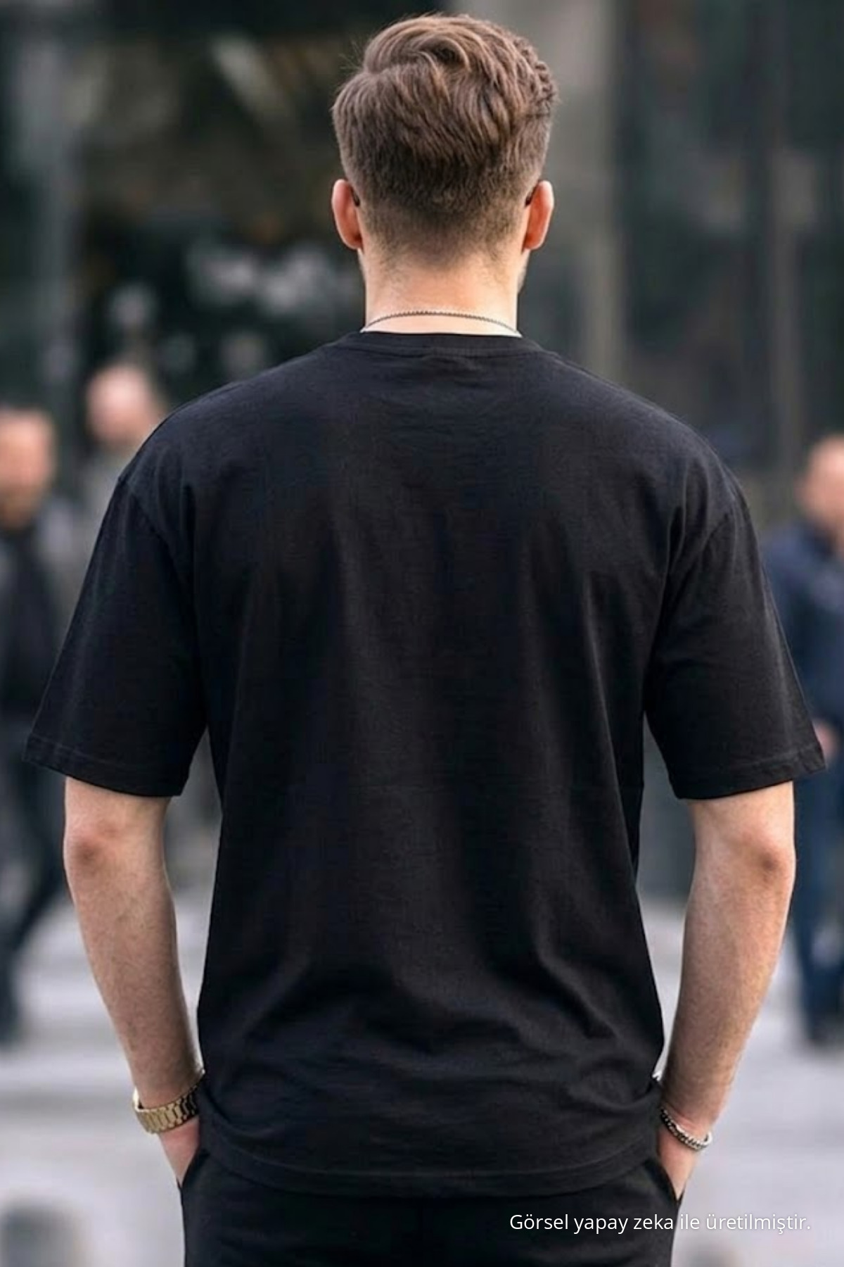 Erkek Premium Basic Trend SİYAH Oversize Tişört 5