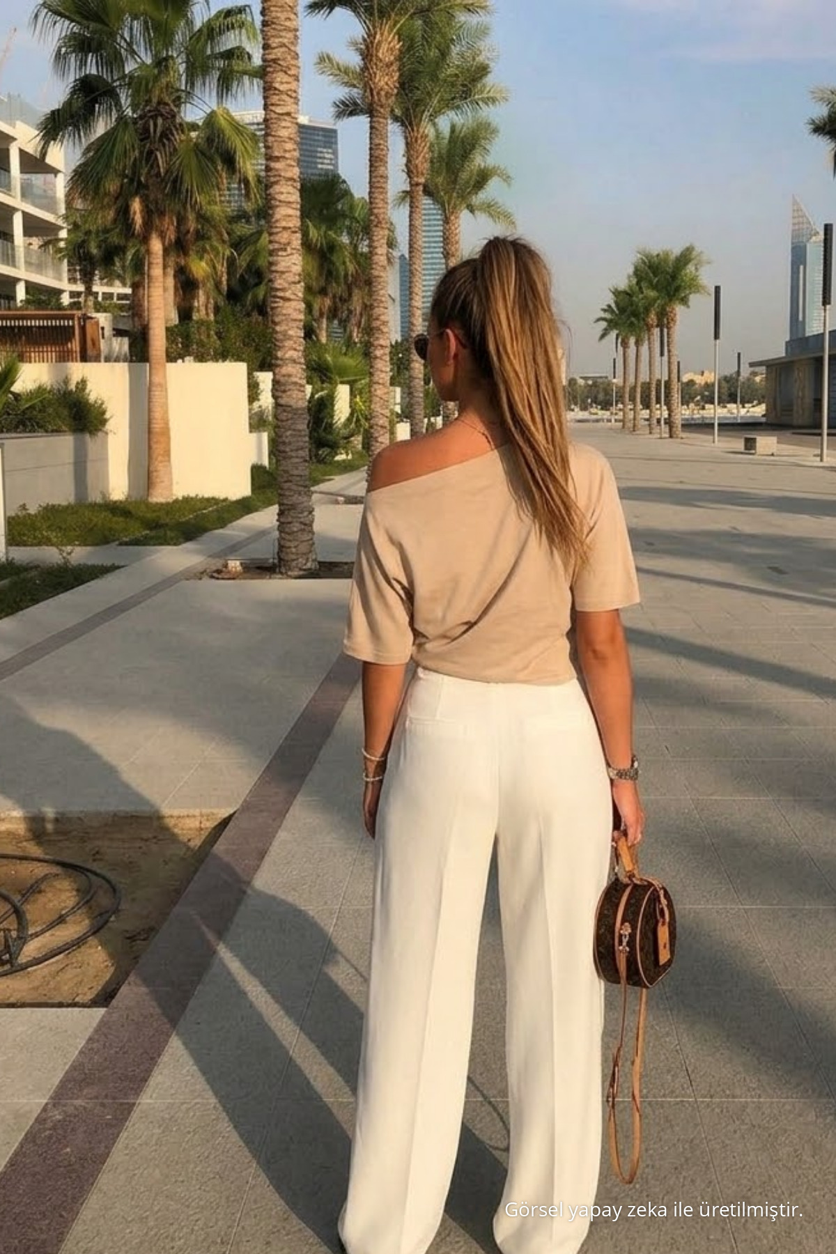 Kadın Günlük Slim Basic Bej Bluz 5