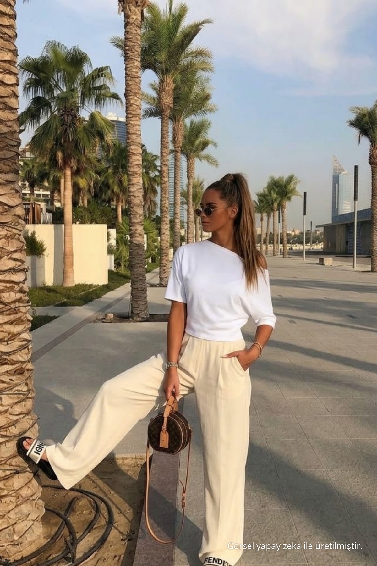 Kadın Günlük Slim Basic Beyaz Bluz 4