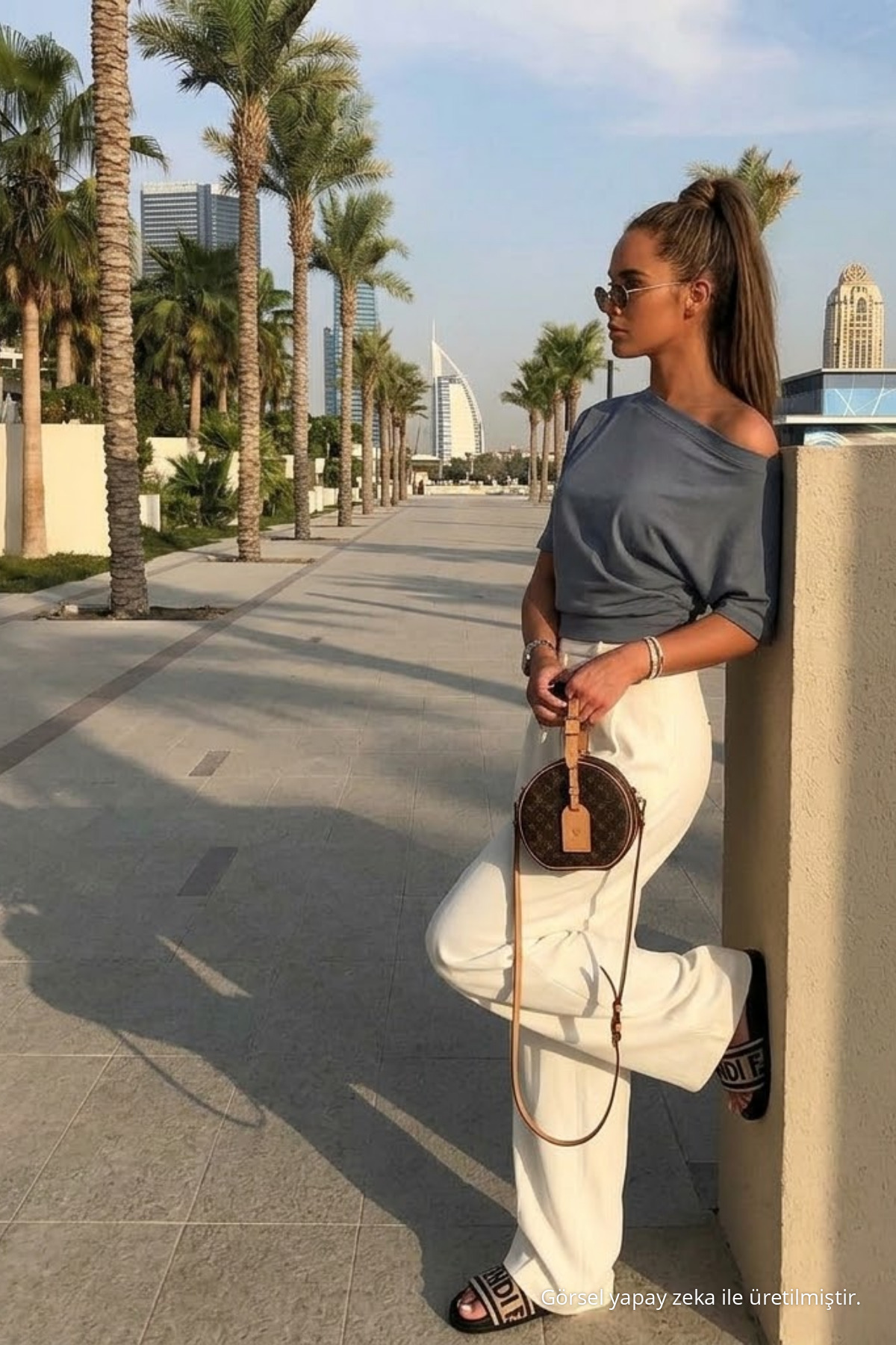 Kadın Günlük Slim Basic Füme Bluz 4