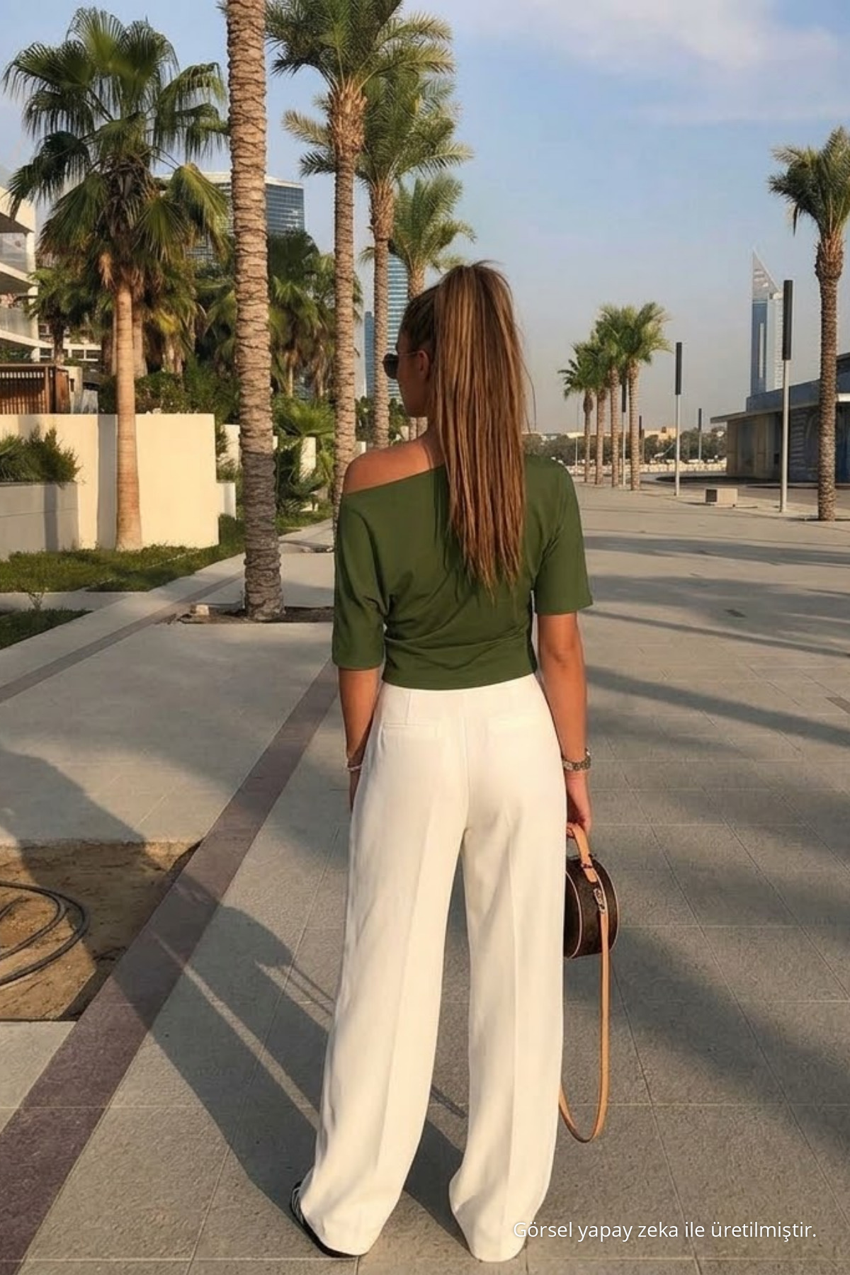 Kadın Günlük Slim Basic Haki Bluz 5