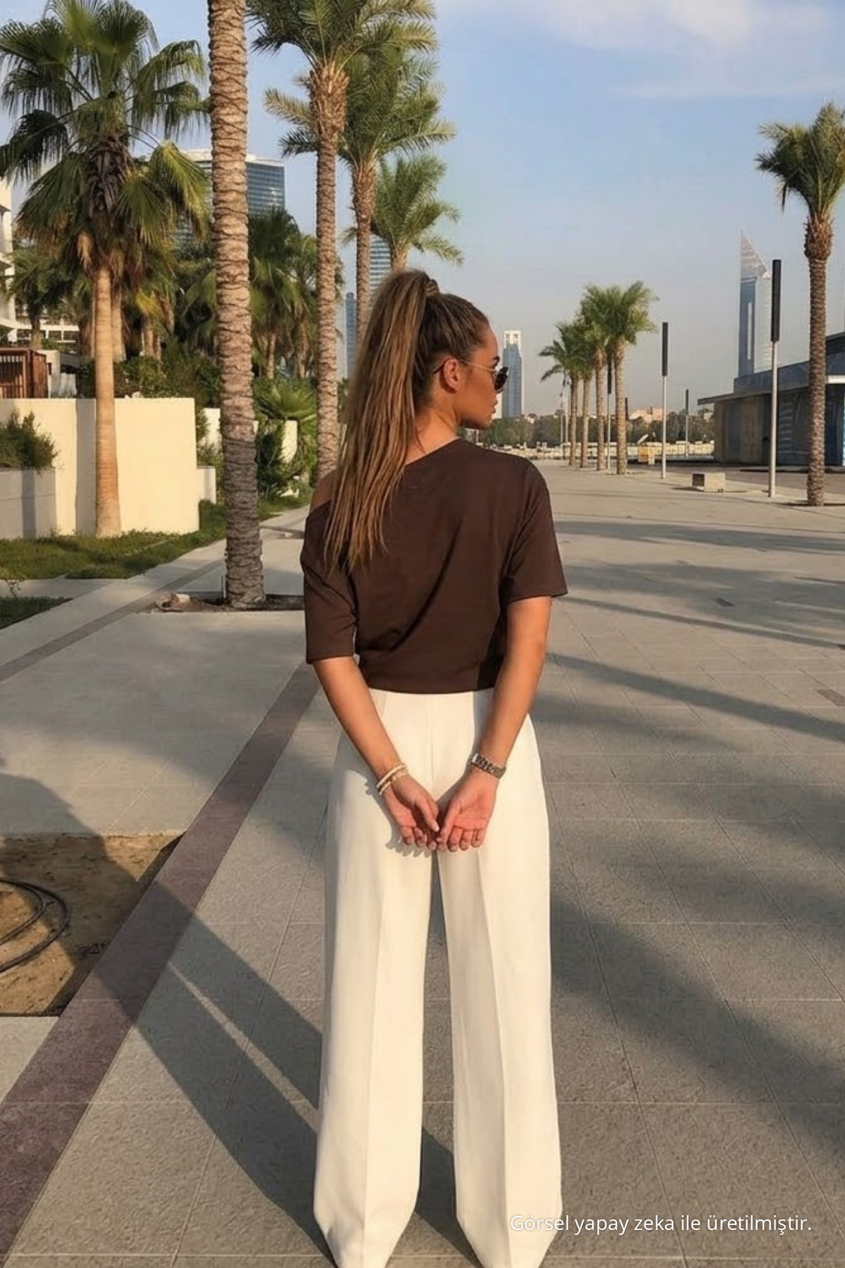 Kadın Günlük Slim Basic Kahve Bluz 6