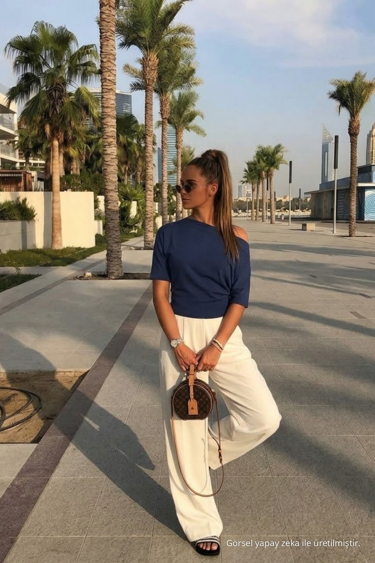 Kadın Günlük Slim Basic Lacivert Bluz 4