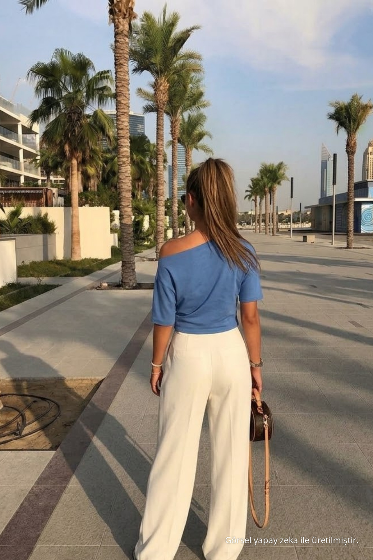 Kadın Günlük Slim Basic Mavi Bluz 5
