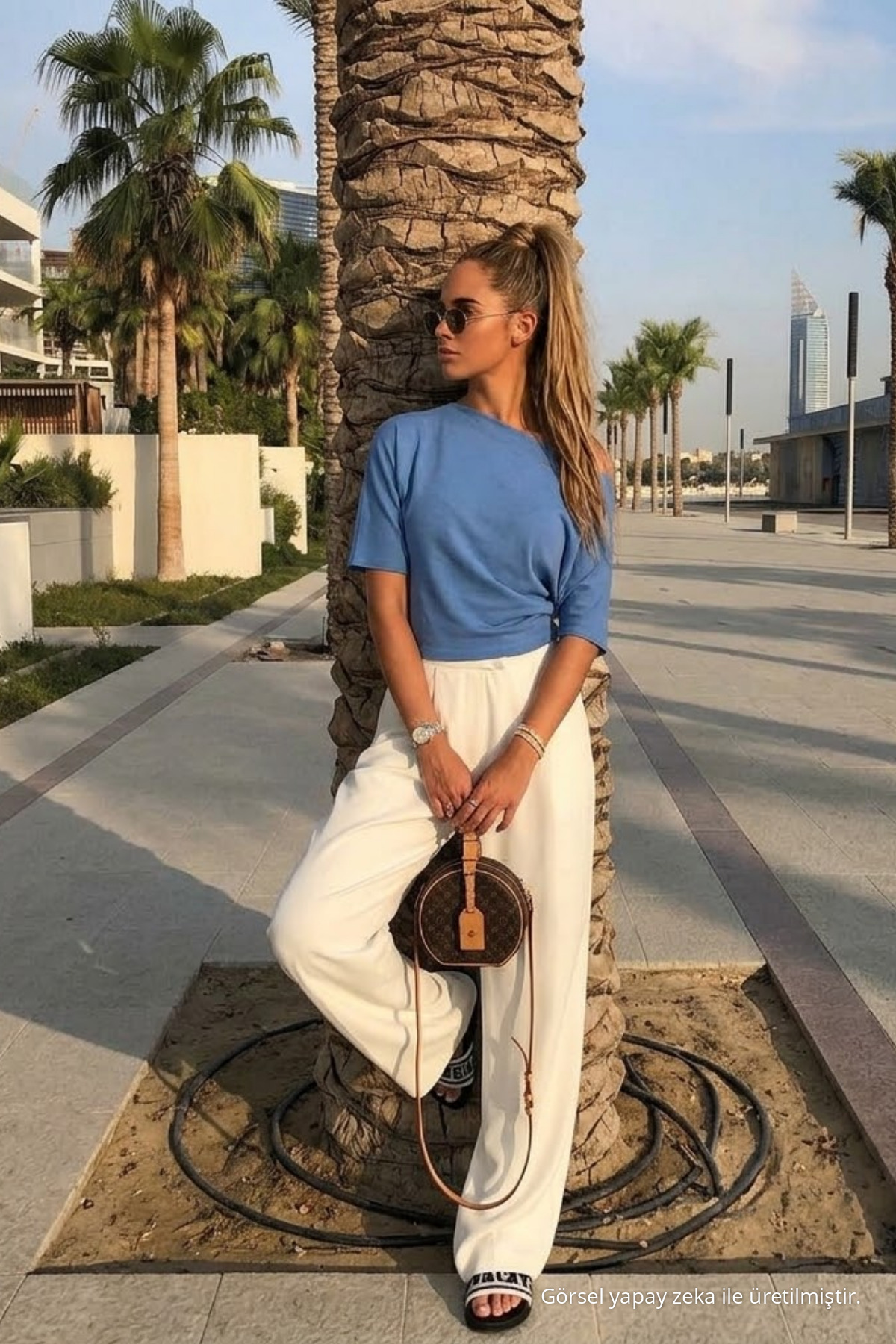 Kadın Günlük Slim Basic Mavi Bluz 4