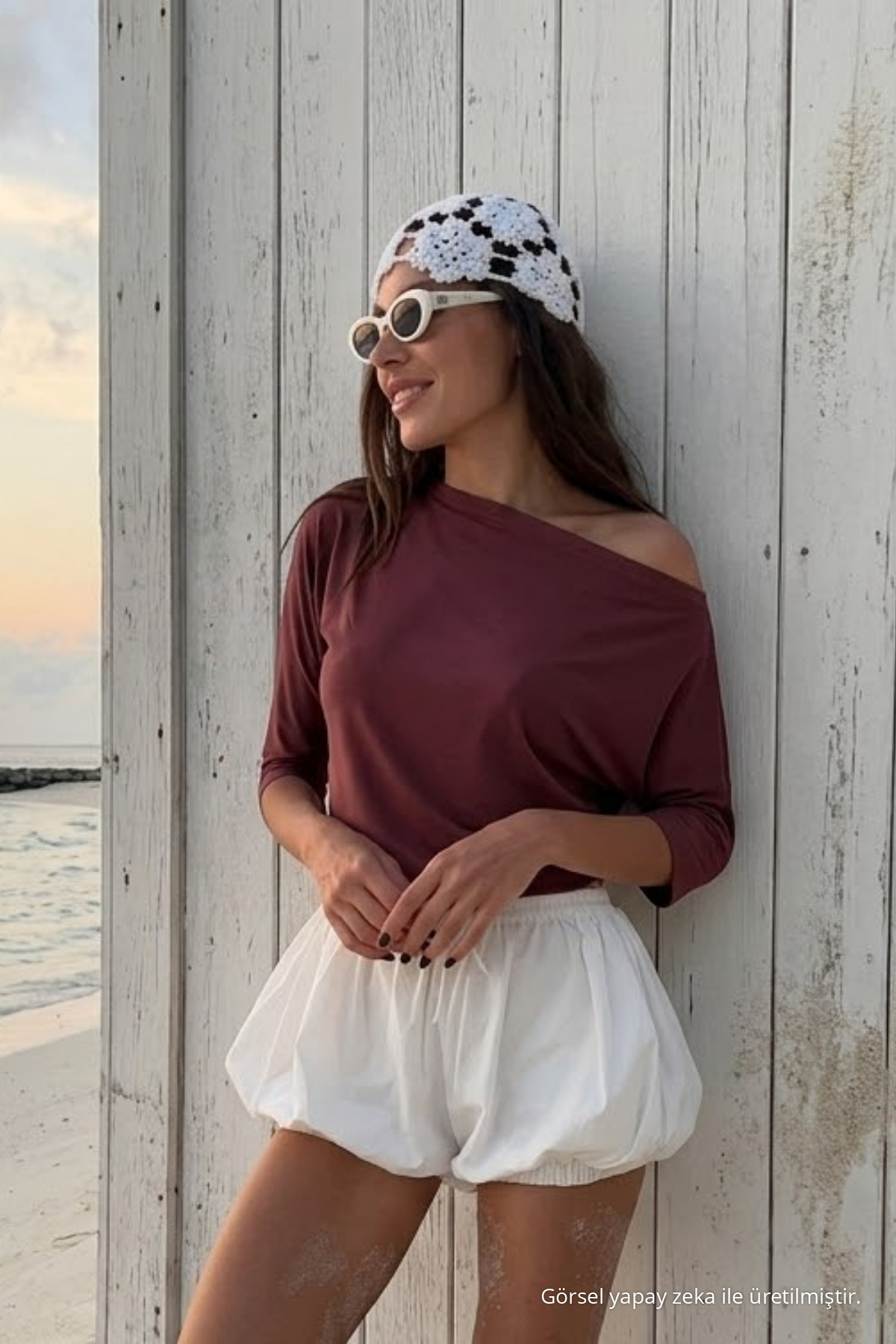 Kadın Pamuklu Yazlık Basic Bordo Bluz 4