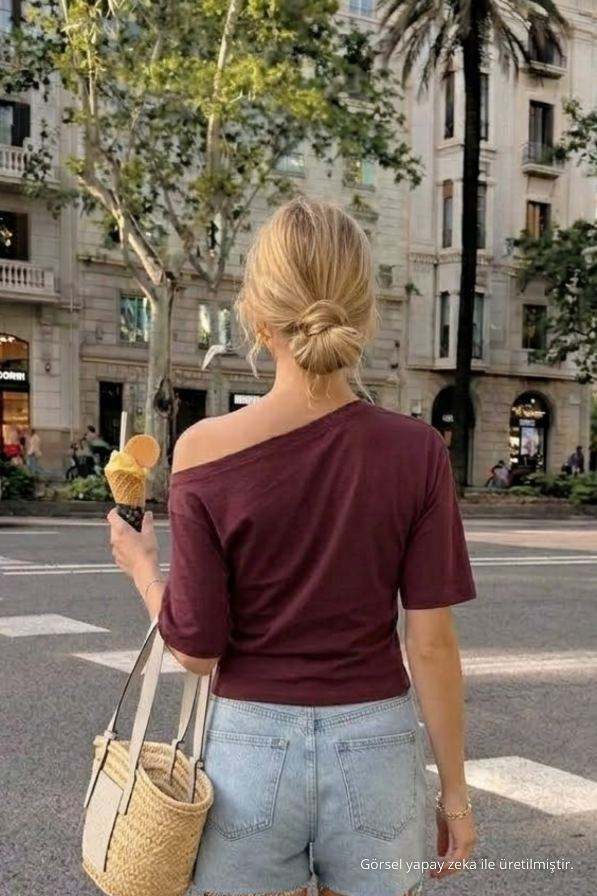 Kadın Omzu Dekolteli Basic Bordo Tişört 5