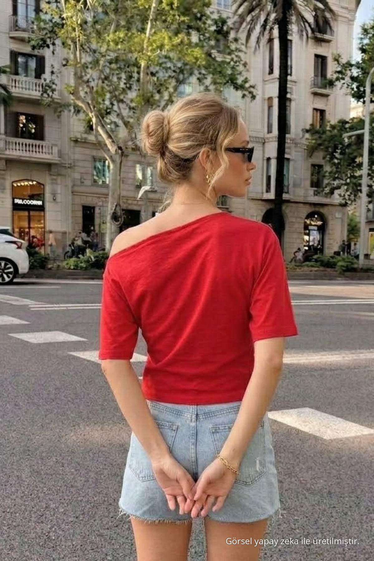 Kadın Omzu Dekolteli Basic Kırmızı Tişört 6