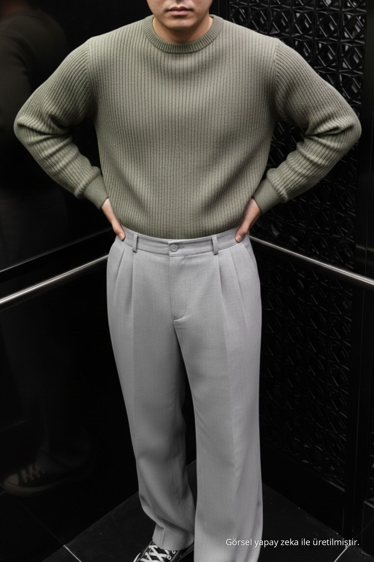 Erkek Geniş Paça Bol GRİ Baggy Pantolon 4