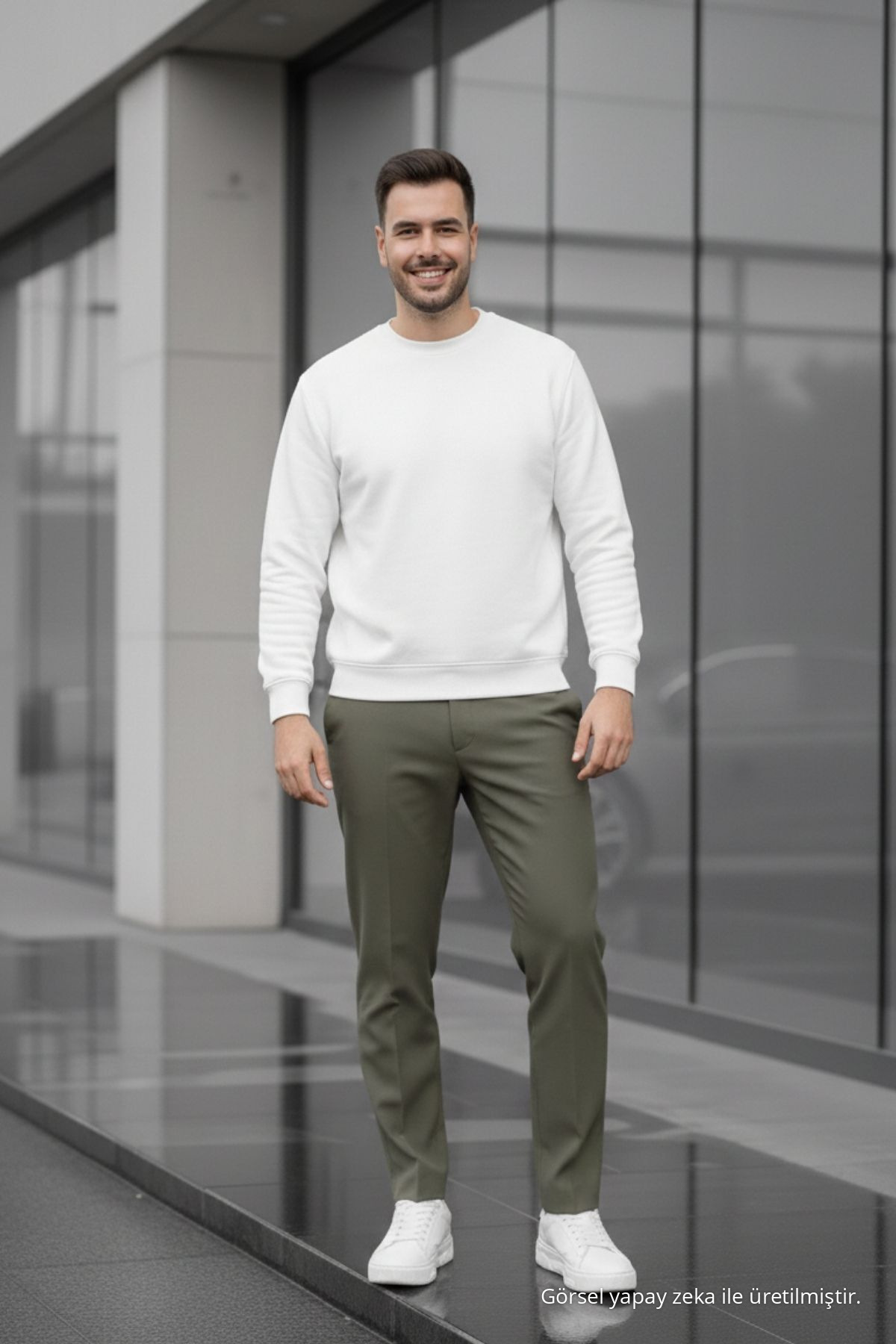 Erkek Çift Pileli Salaş Haki Baggy Pantolon 6