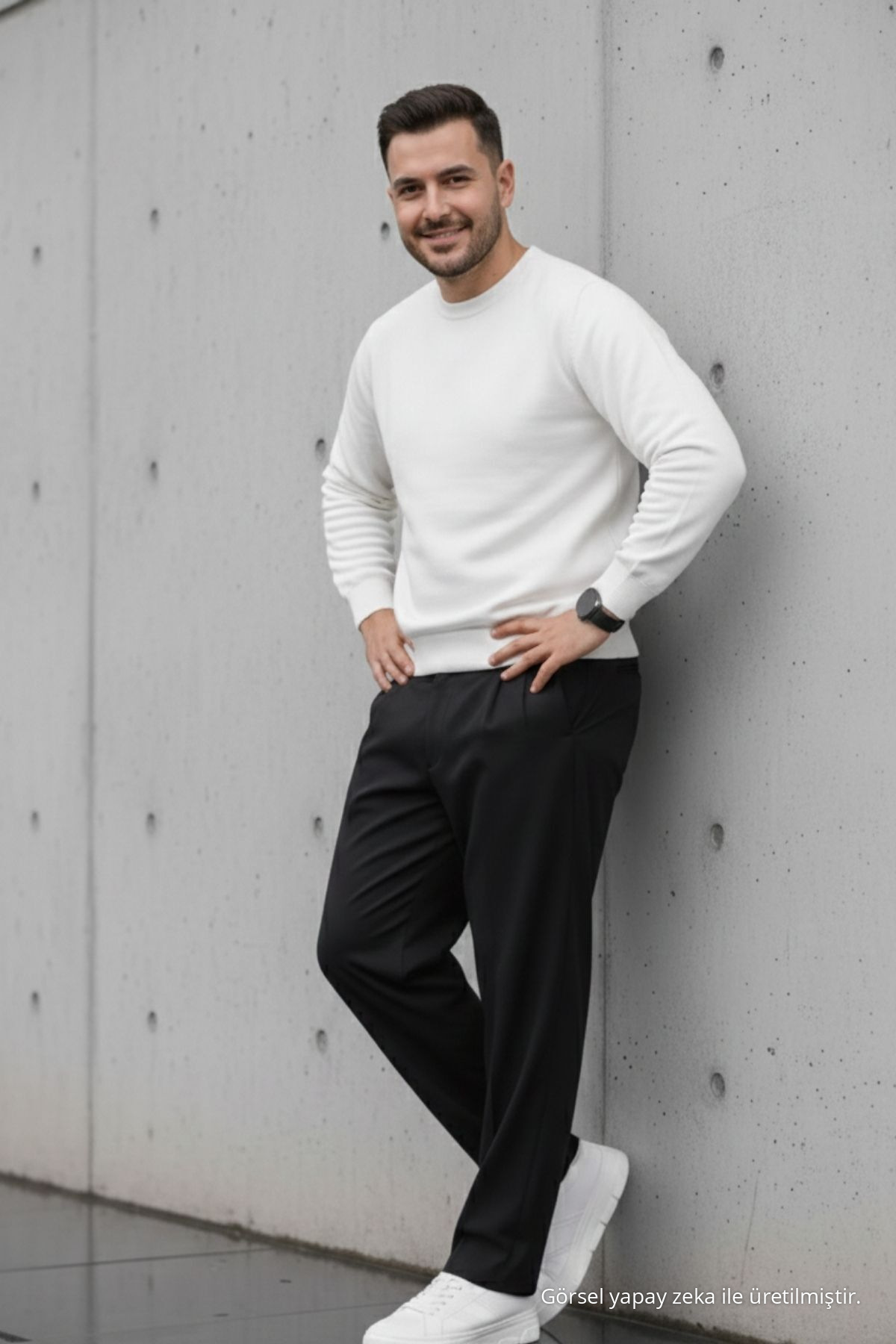 Erkek Çift Pileli Salaş Siyah Baggy Pantolon 4