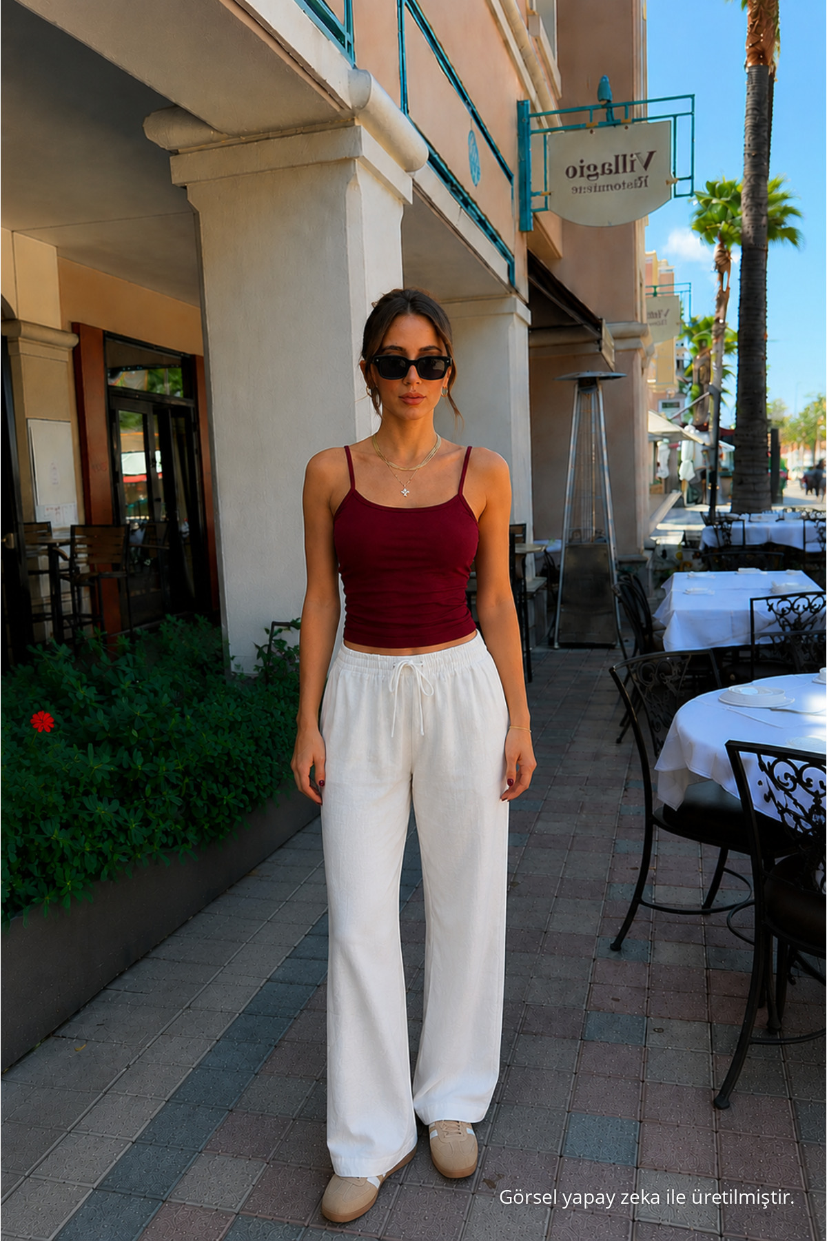 Kadın Basic İnce Askılı Dar Bordo Crop Bluz 3