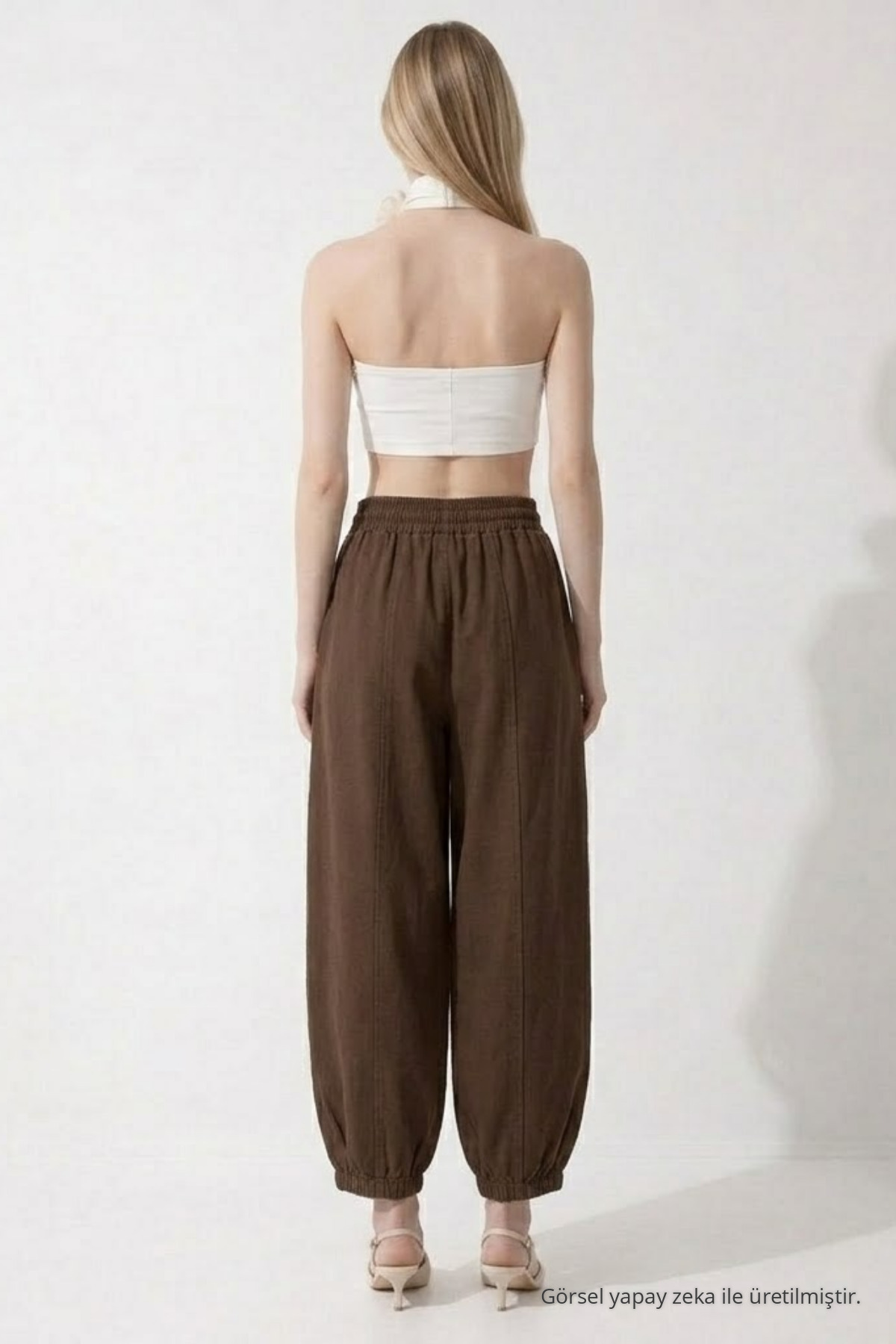 Kadın Basic Soft Kahve Şalvar Pantolon 5