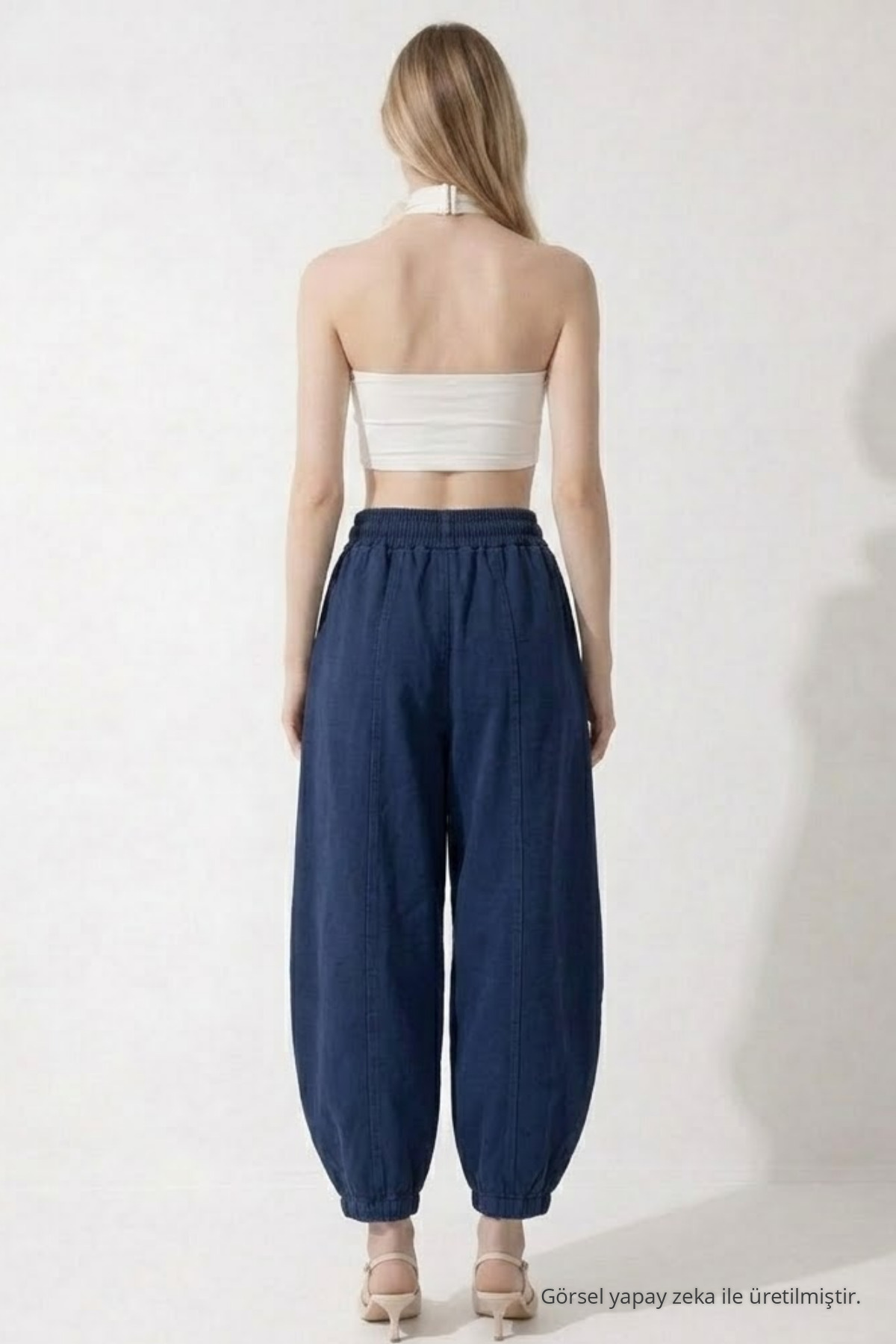 Kadın Basic Soft Lacivert Şalvar Pantolon 5