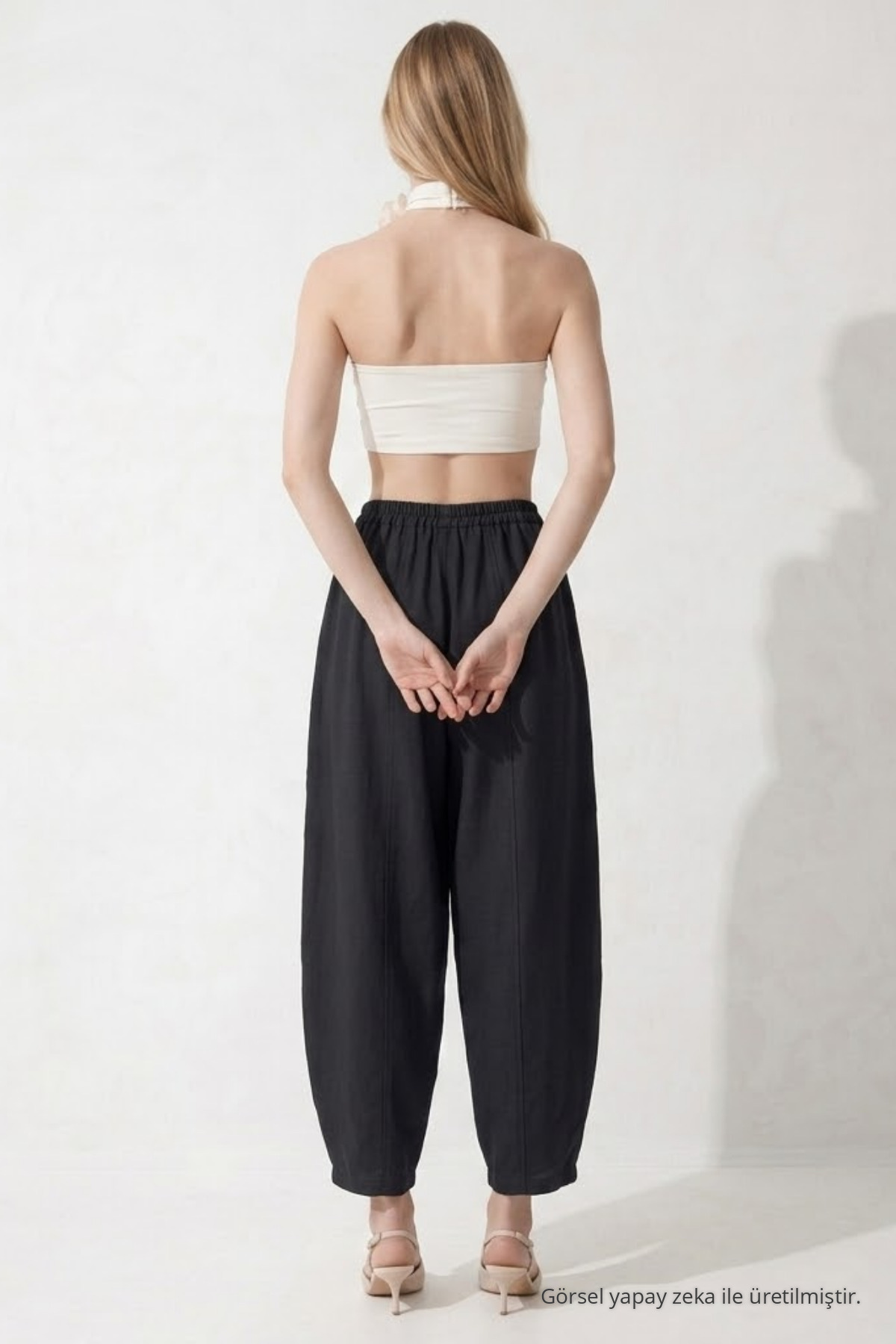 Kadın Basic Soft Siyah Şalvar Pantolon 6