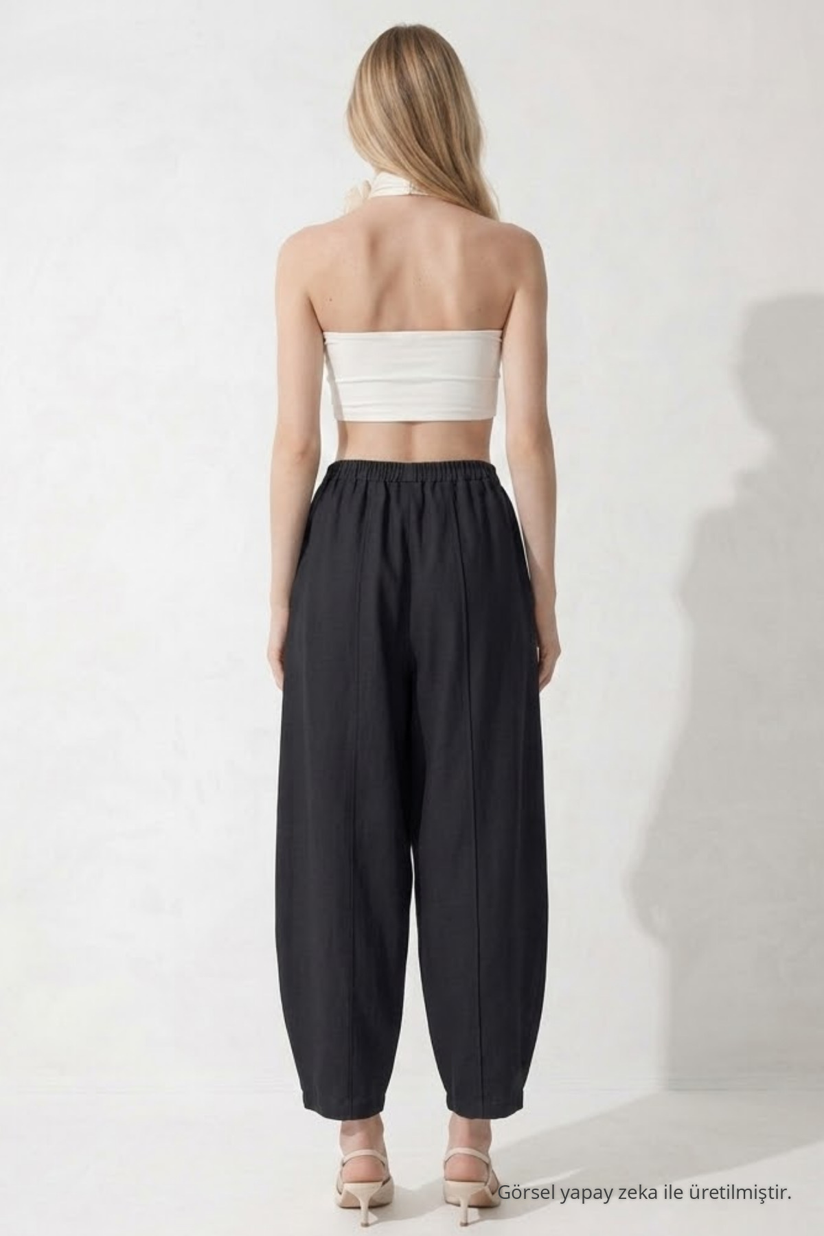 Kadın Basic Soft Siyah Şalvar Pantolon 5