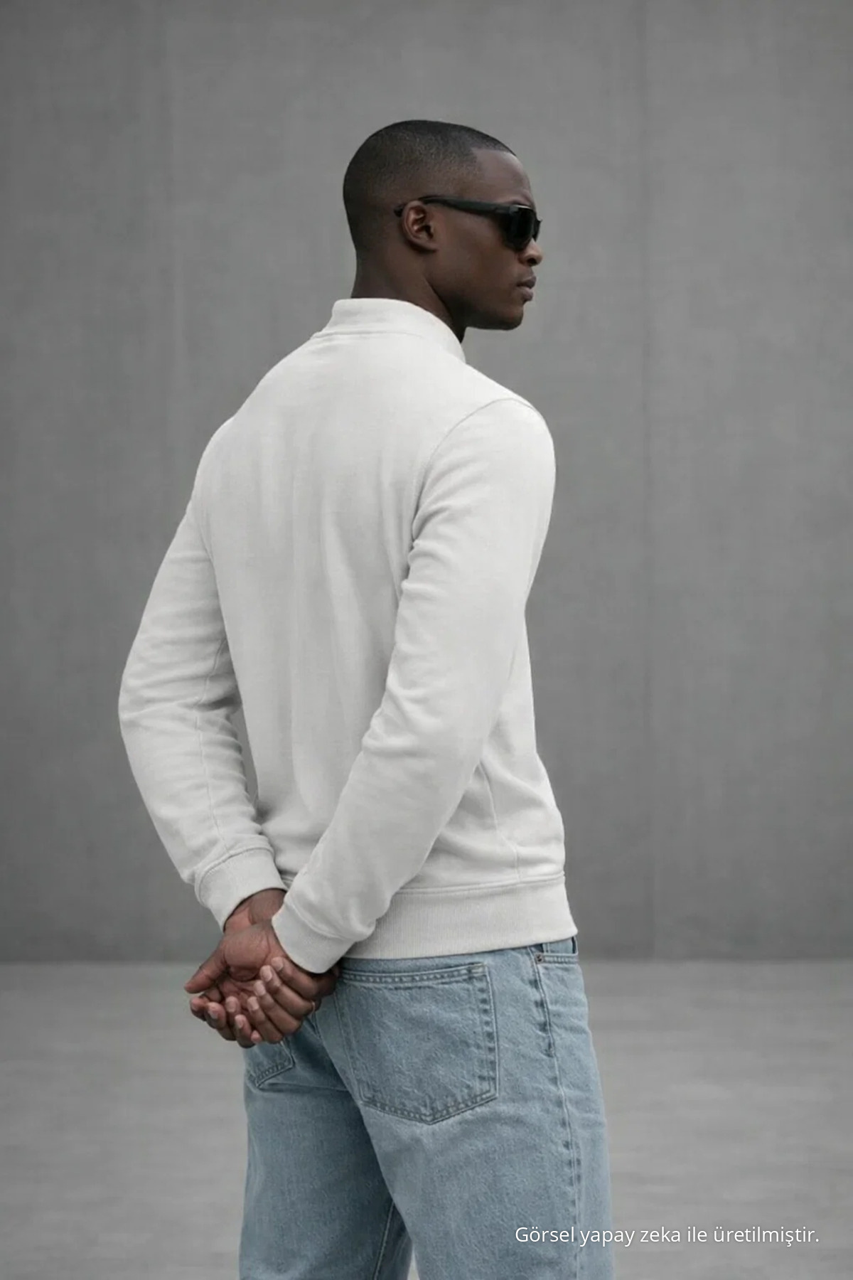 Erkek Hakim Yaka Kışlık GRİ Sweatshirt 6