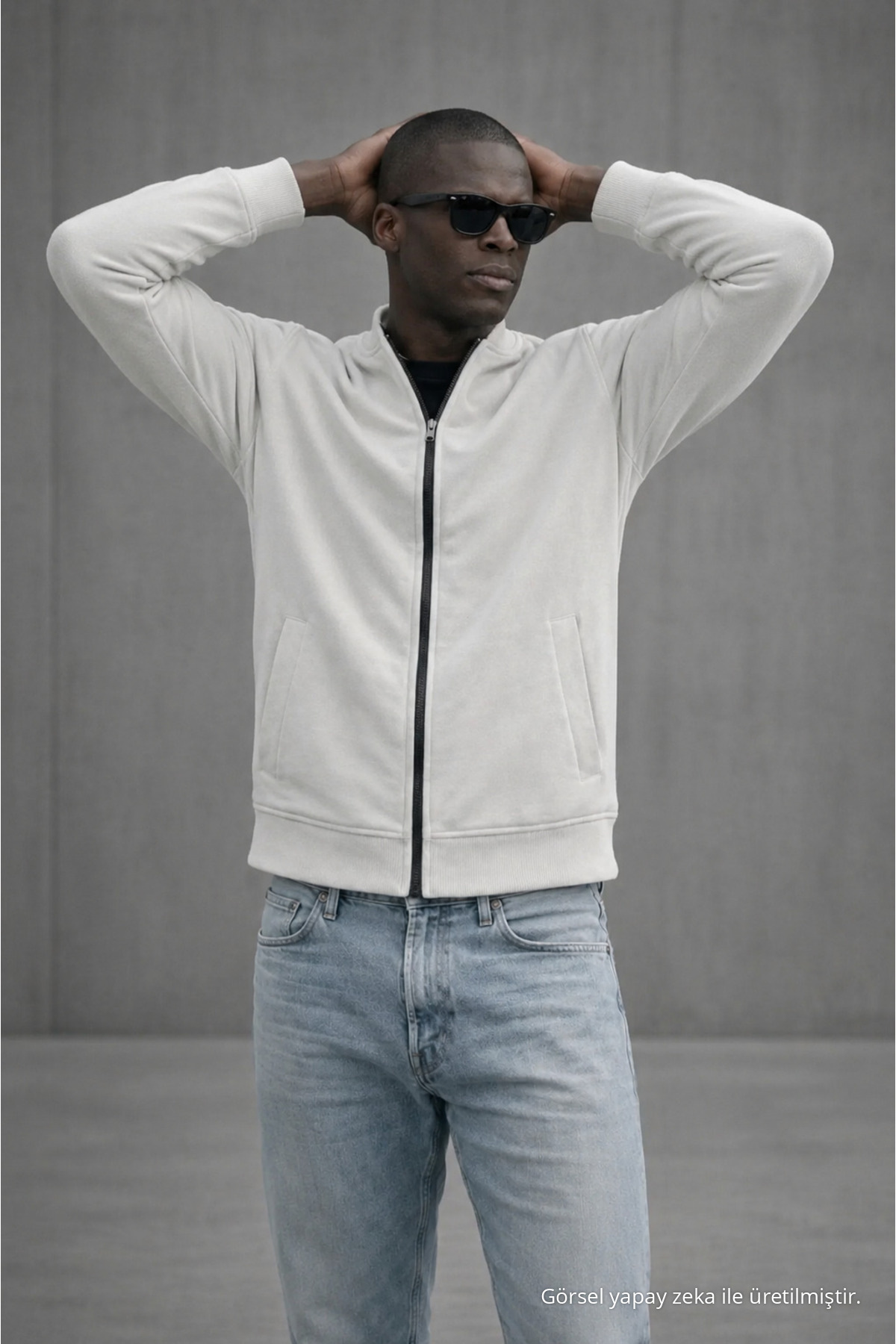 Erkek Hakim Yaka Kışlık GRİ Sweatshirt 3