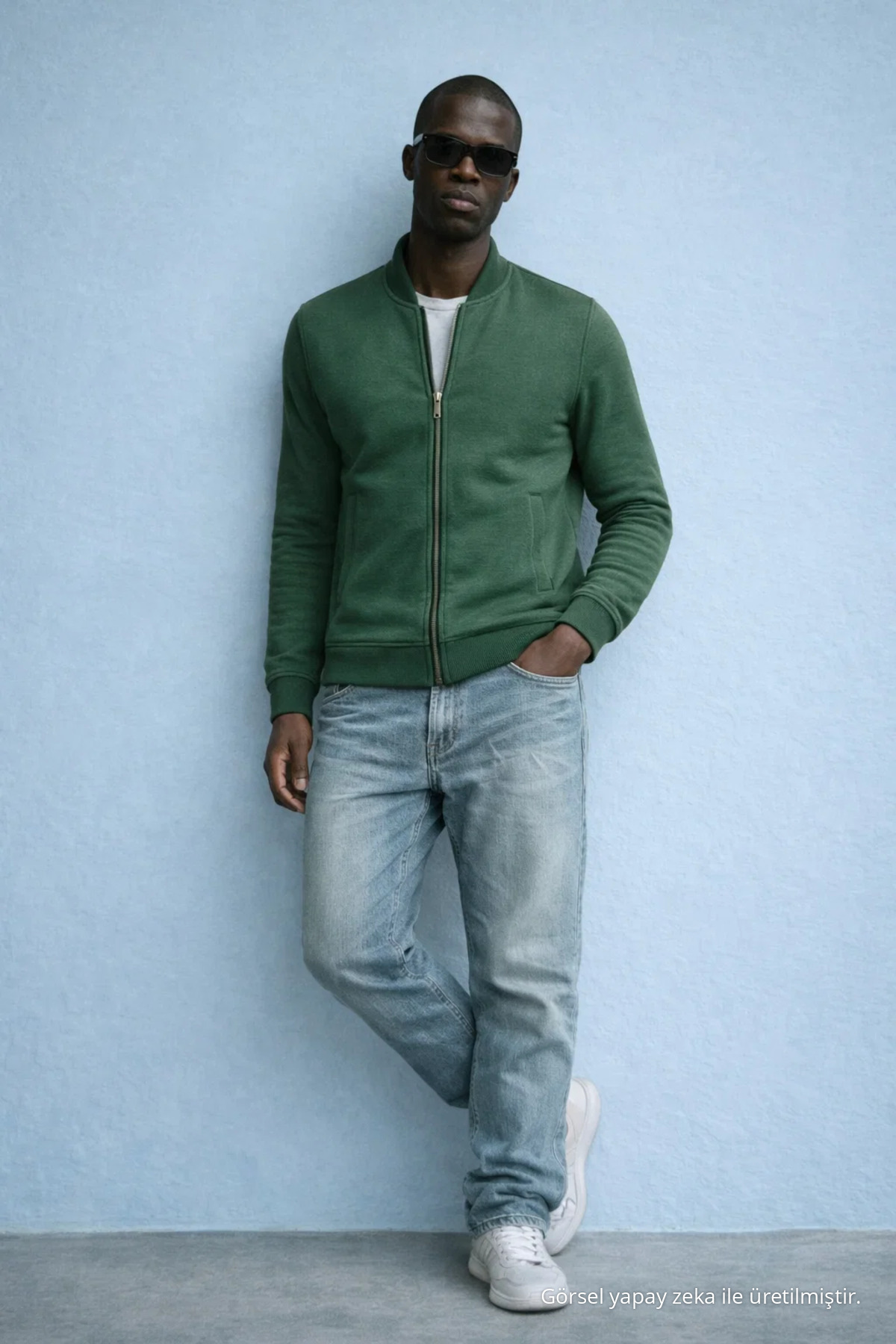 Erkek Hakim Yaka Kışlık HAKİ Sweatshirt 4
