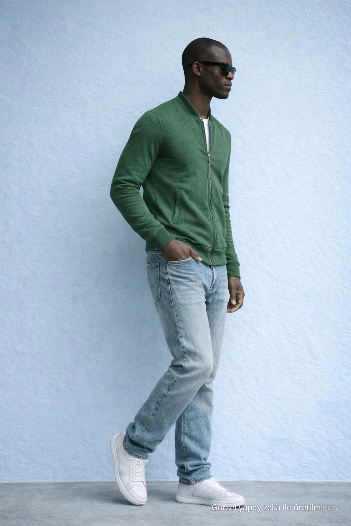 Erkek Hakim Yaka Kışlık HAKİ Sweatshirt 5