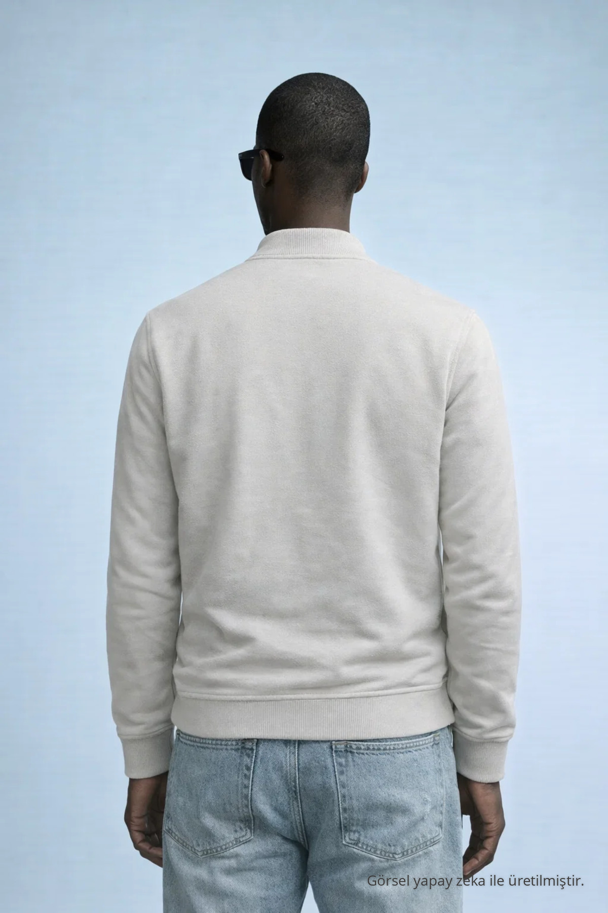 Erkek Hakim Yaka Kışlık Krem Sweatshirt 6
