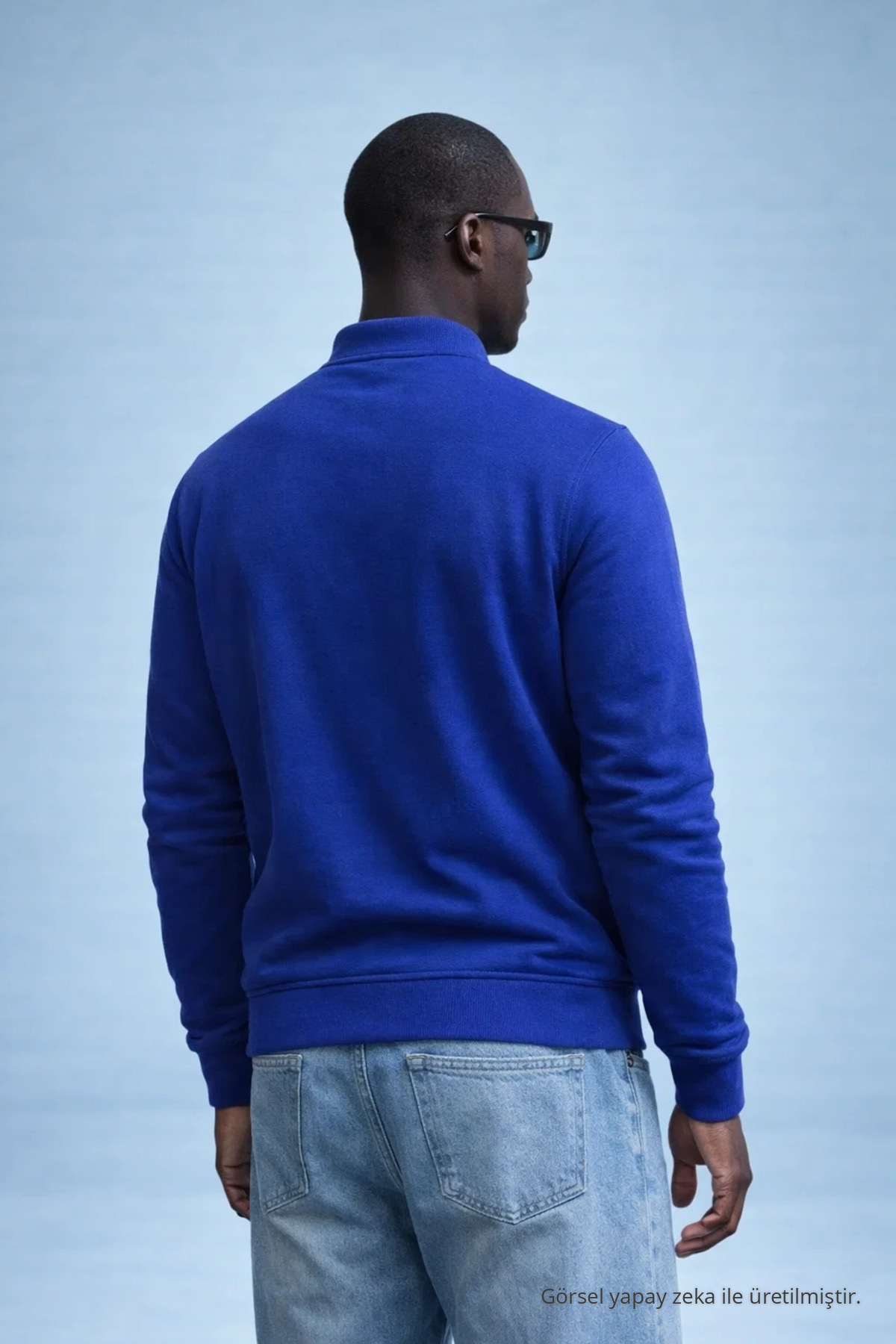 Erkek Hakim Yaka Kışlık MAVİ Sweatshirt 6