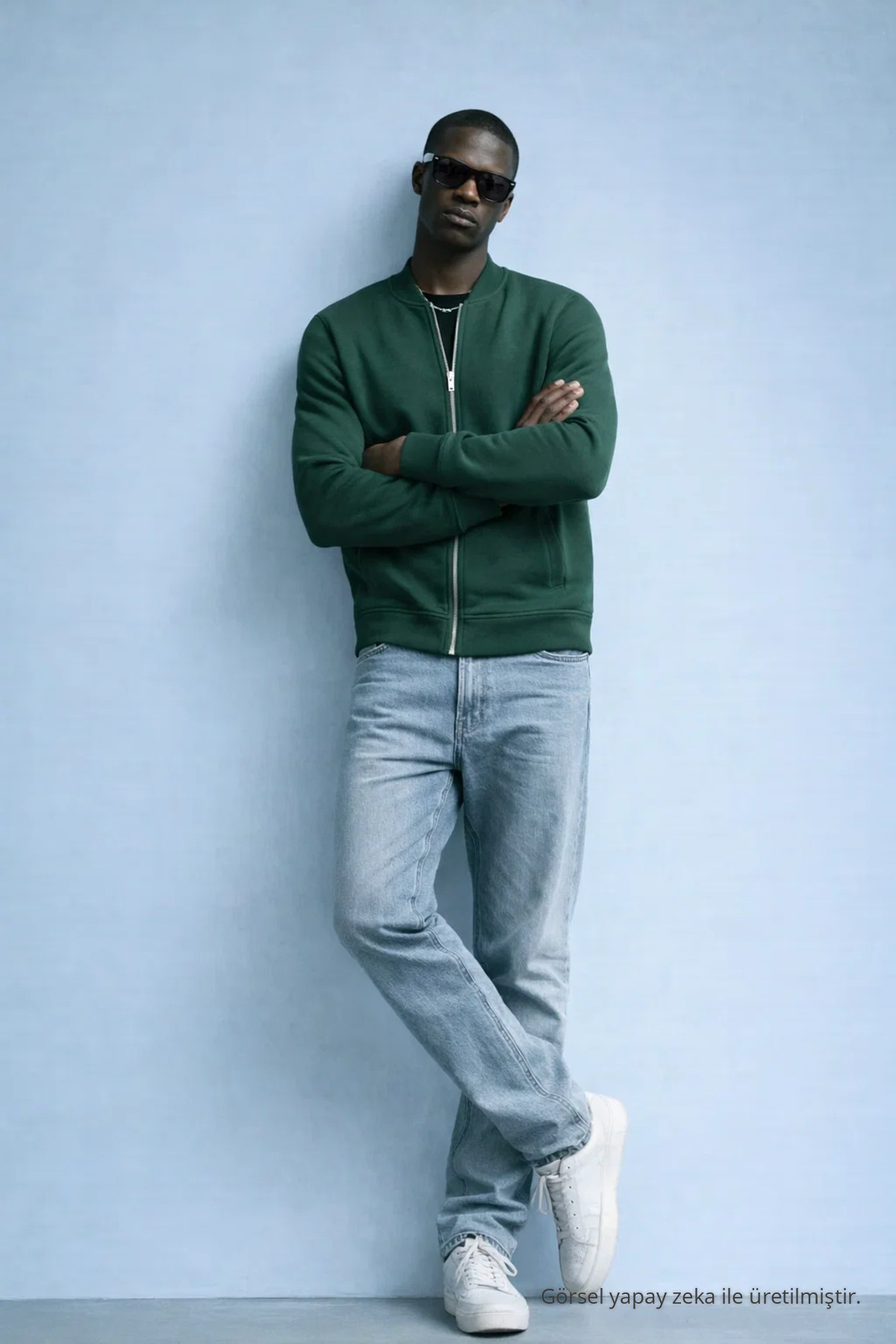 Erkek Hakim Yaka Kışlık YEŞİL Sweatshirt 4