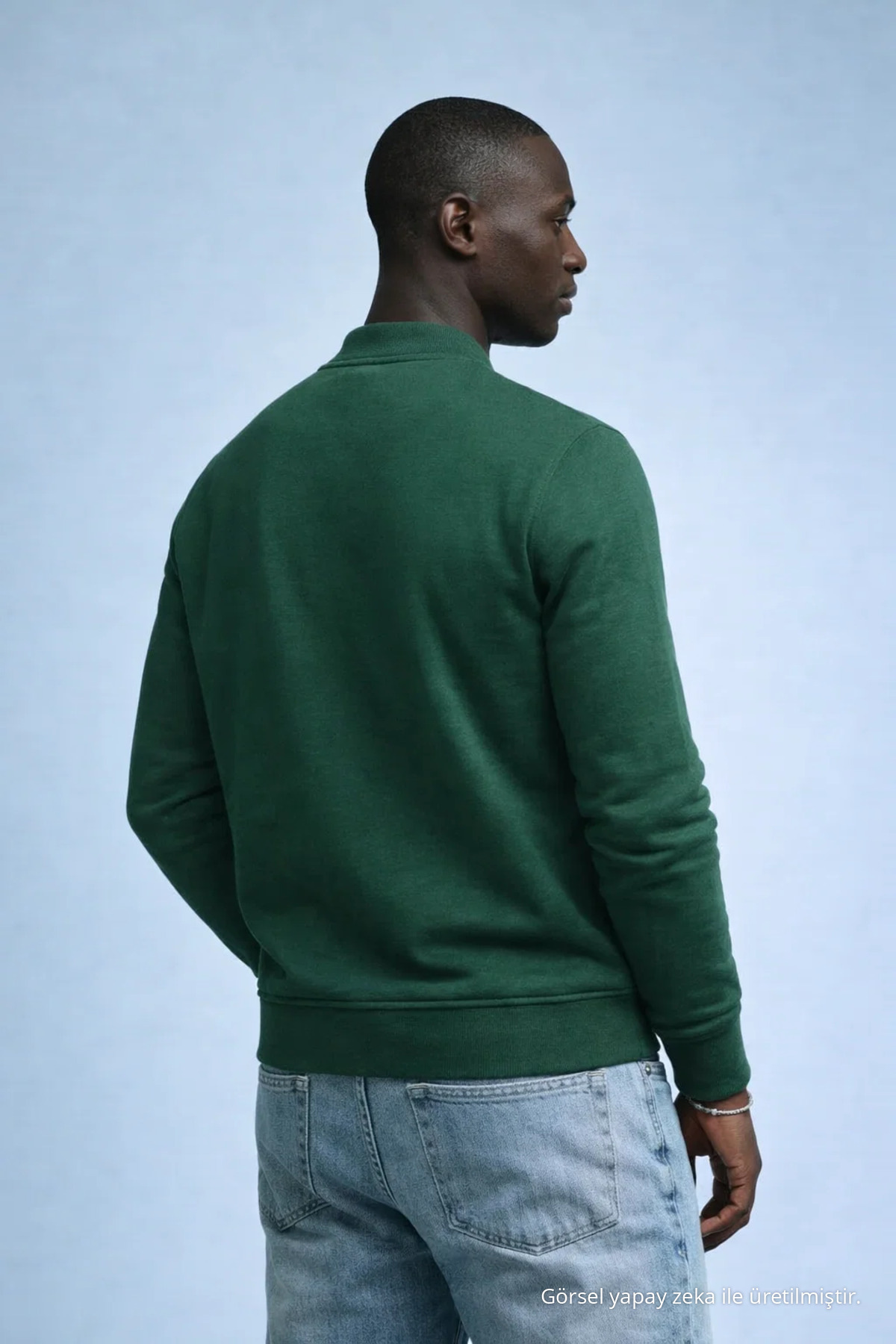 Erkek Hakim Yaka Kışlık YEŞİL Sweatshirt 6
