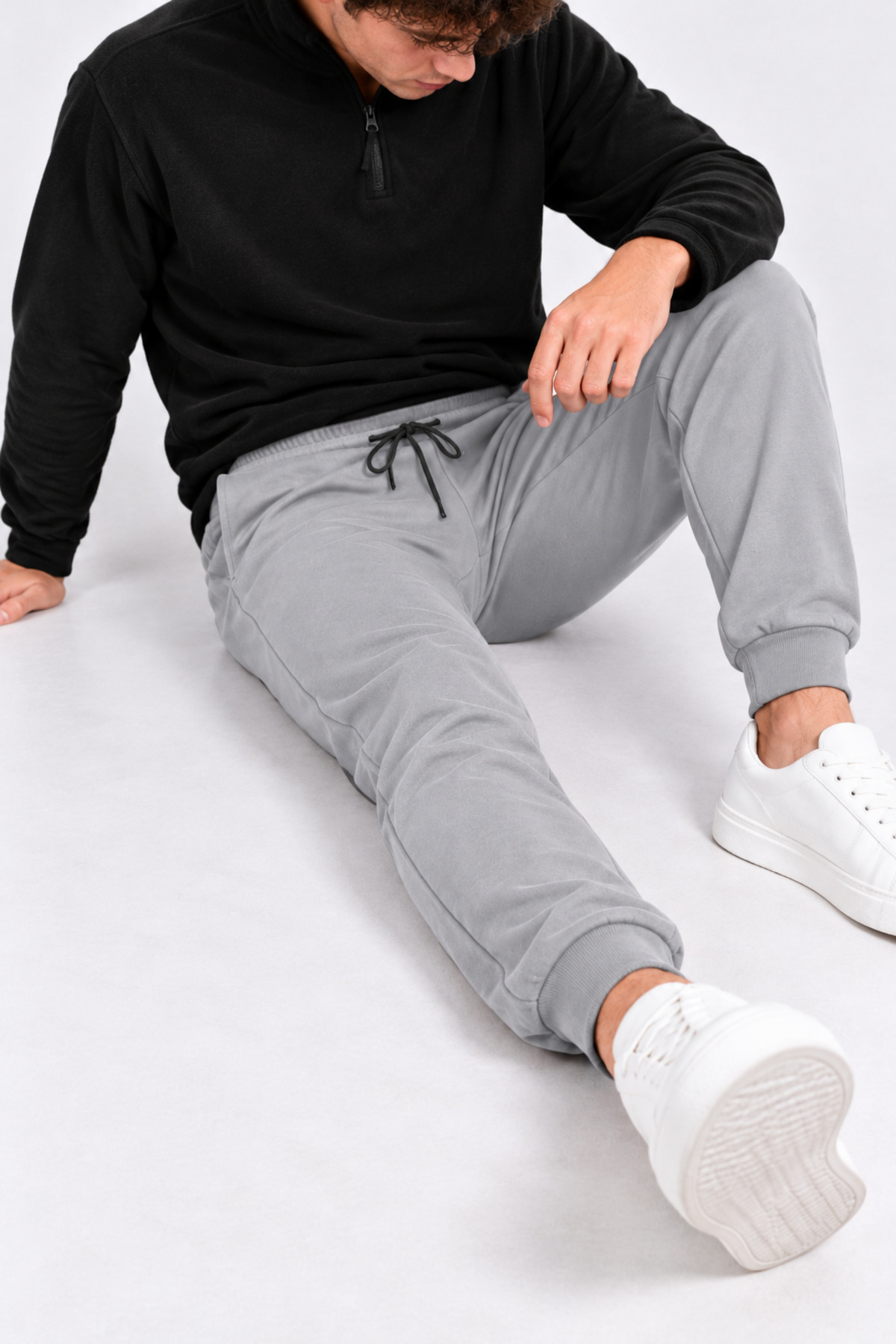 Erkek Lastikli Jogger Gri Eşofman Altı 3