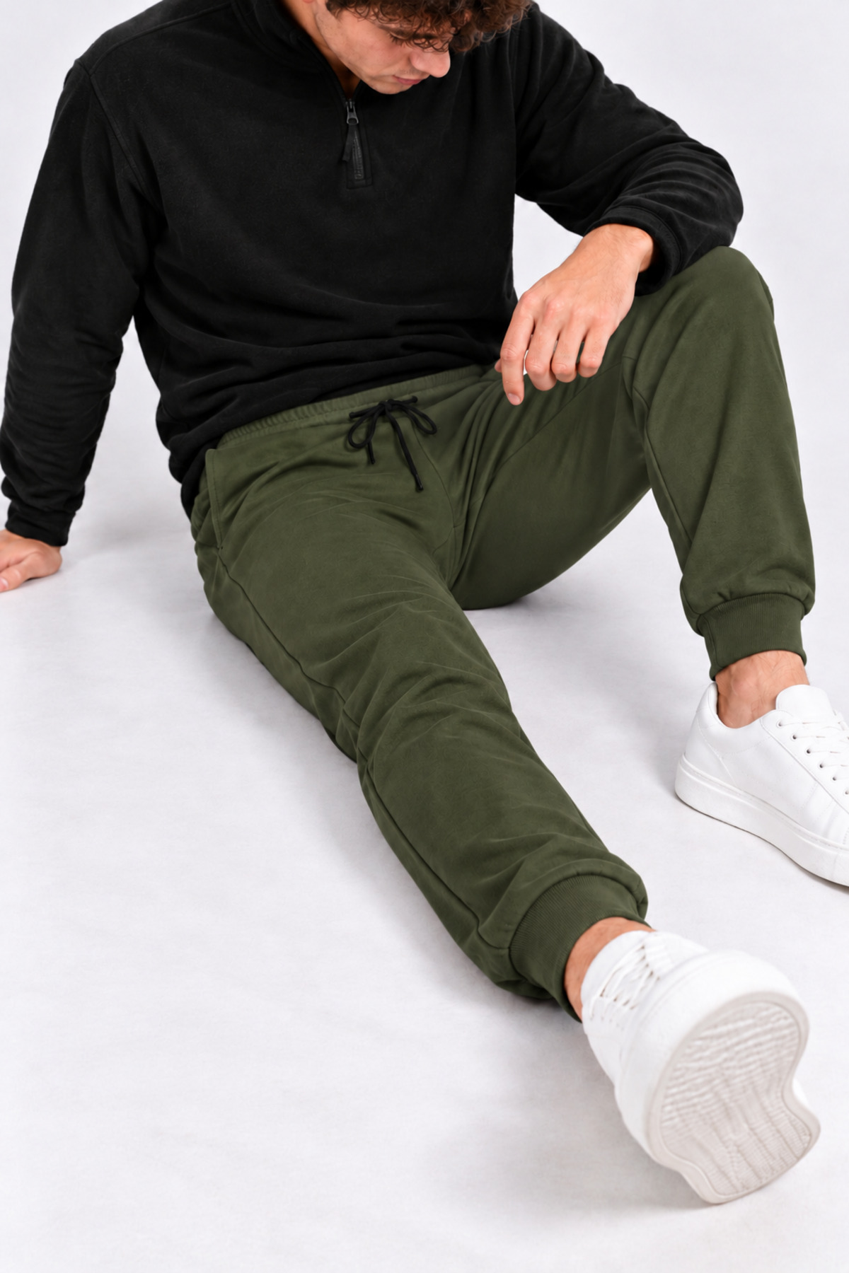 Erkek Lastikli Jogger Haki Eşofman Altı 3