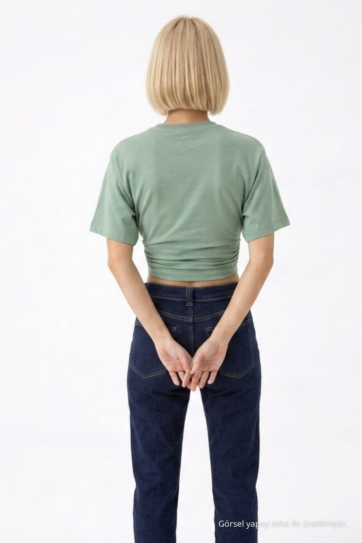 Kadın Fashion Slim Fit Çağla Crop Tişört 5