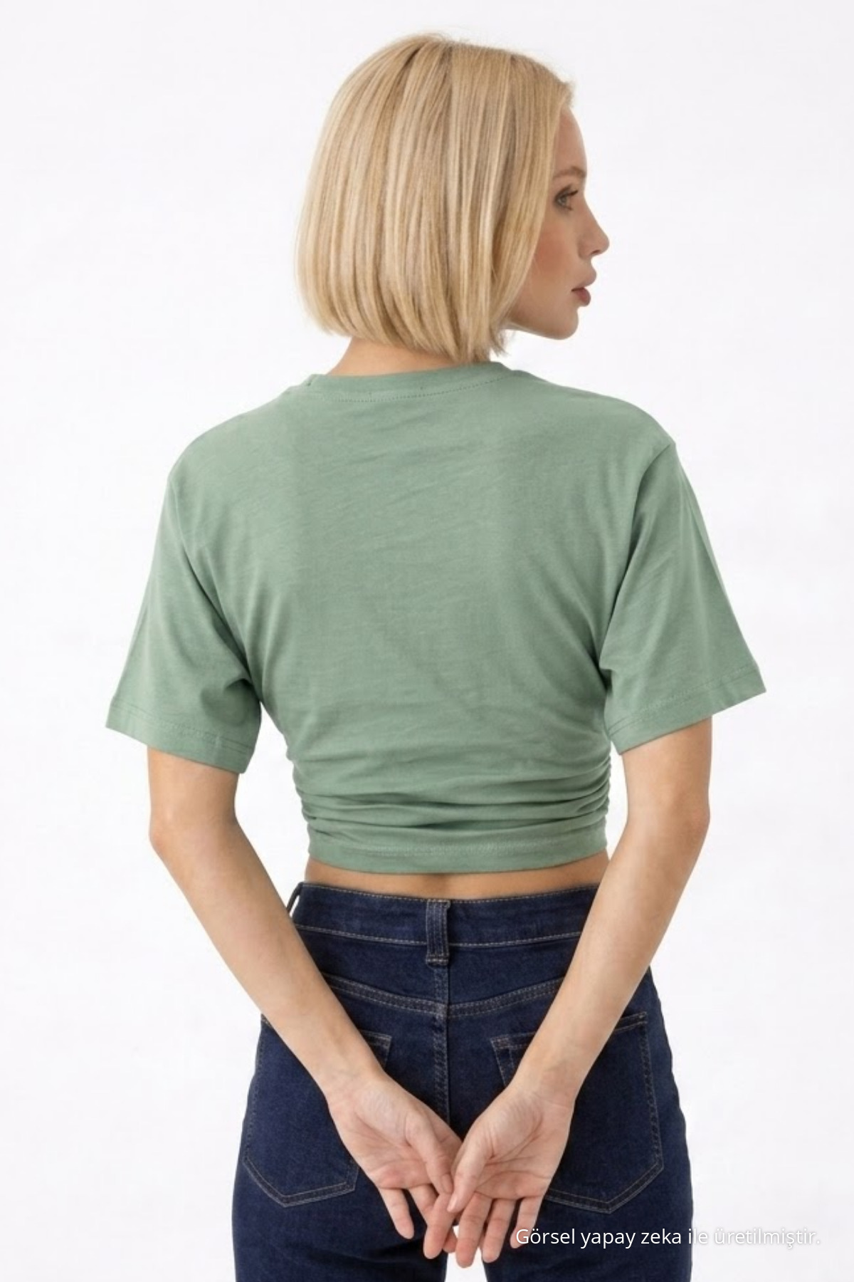 Kadın Fashion Slim Fit Çağla Crop Tişört 6