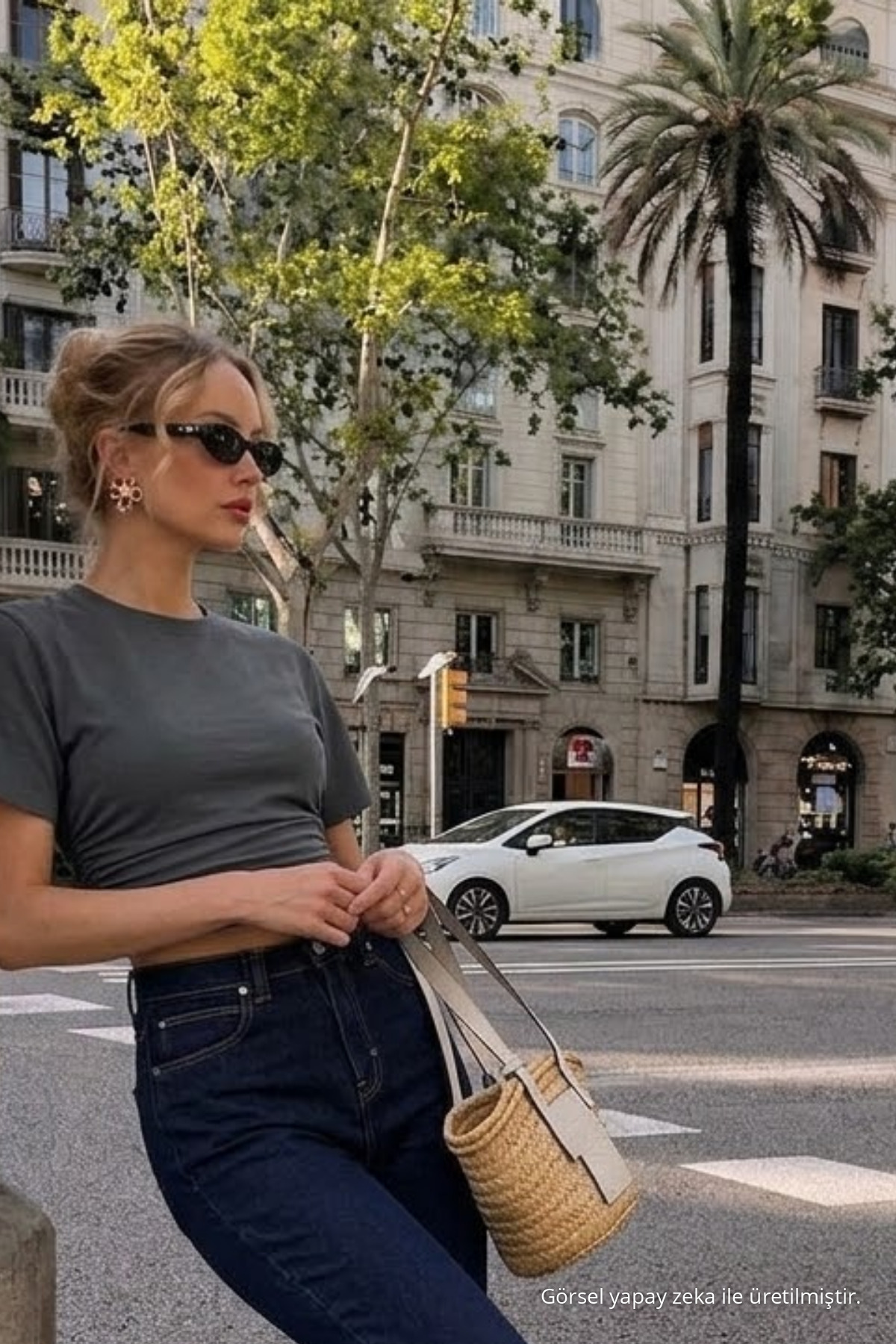 Kadın Bisiklet Yaka Füme Crop Tişört 4