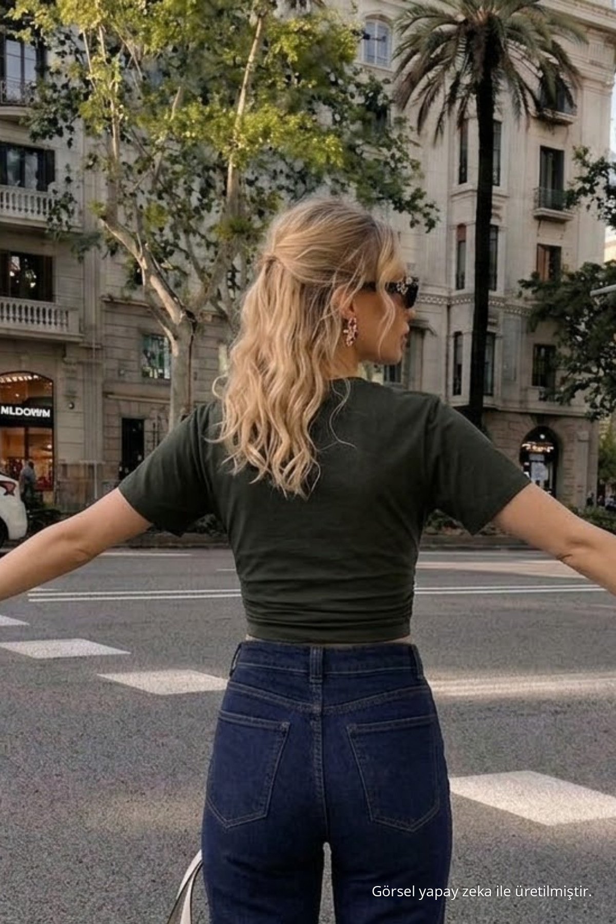 Kadın Bisiklet Yaka Siyah Crop Tişört 5