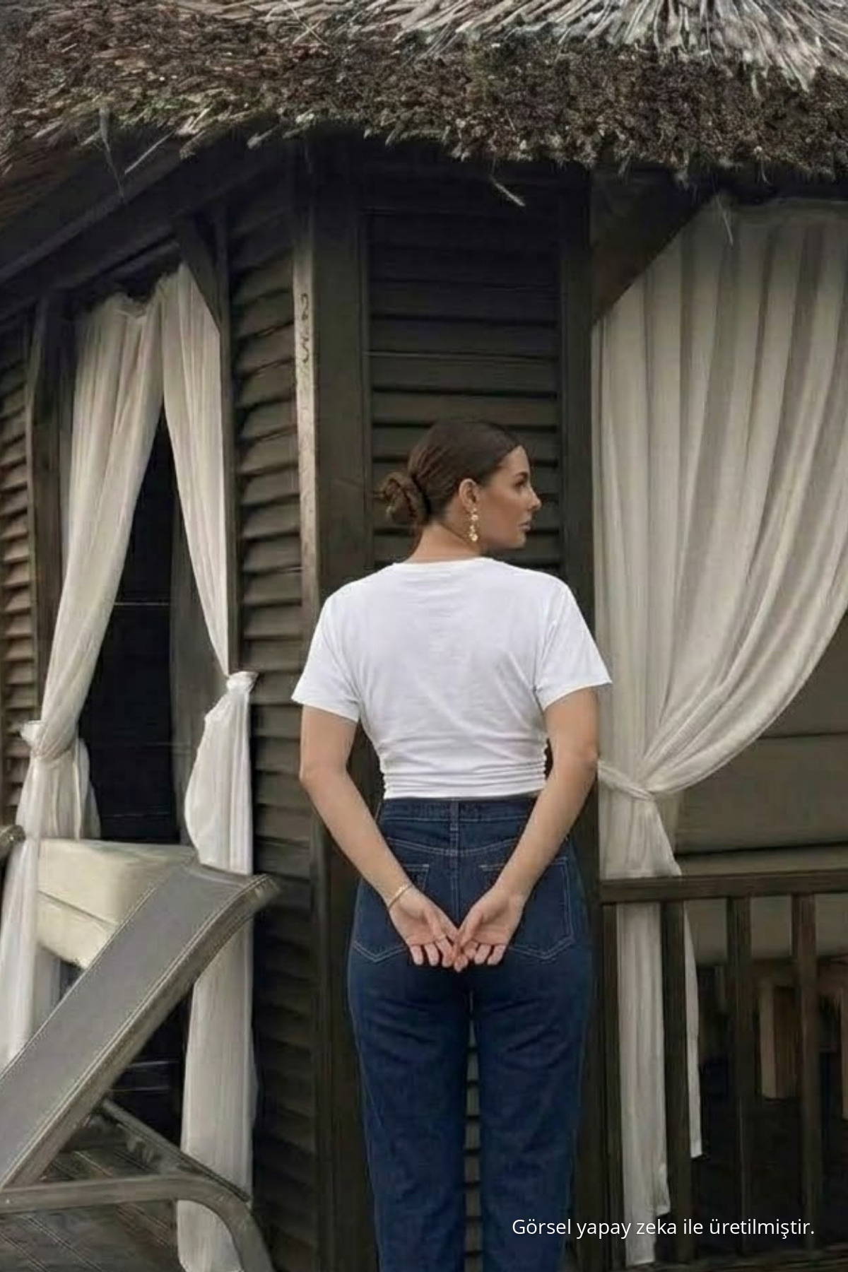 Kadın Premium Dar Beyaz Crop Tişört 6