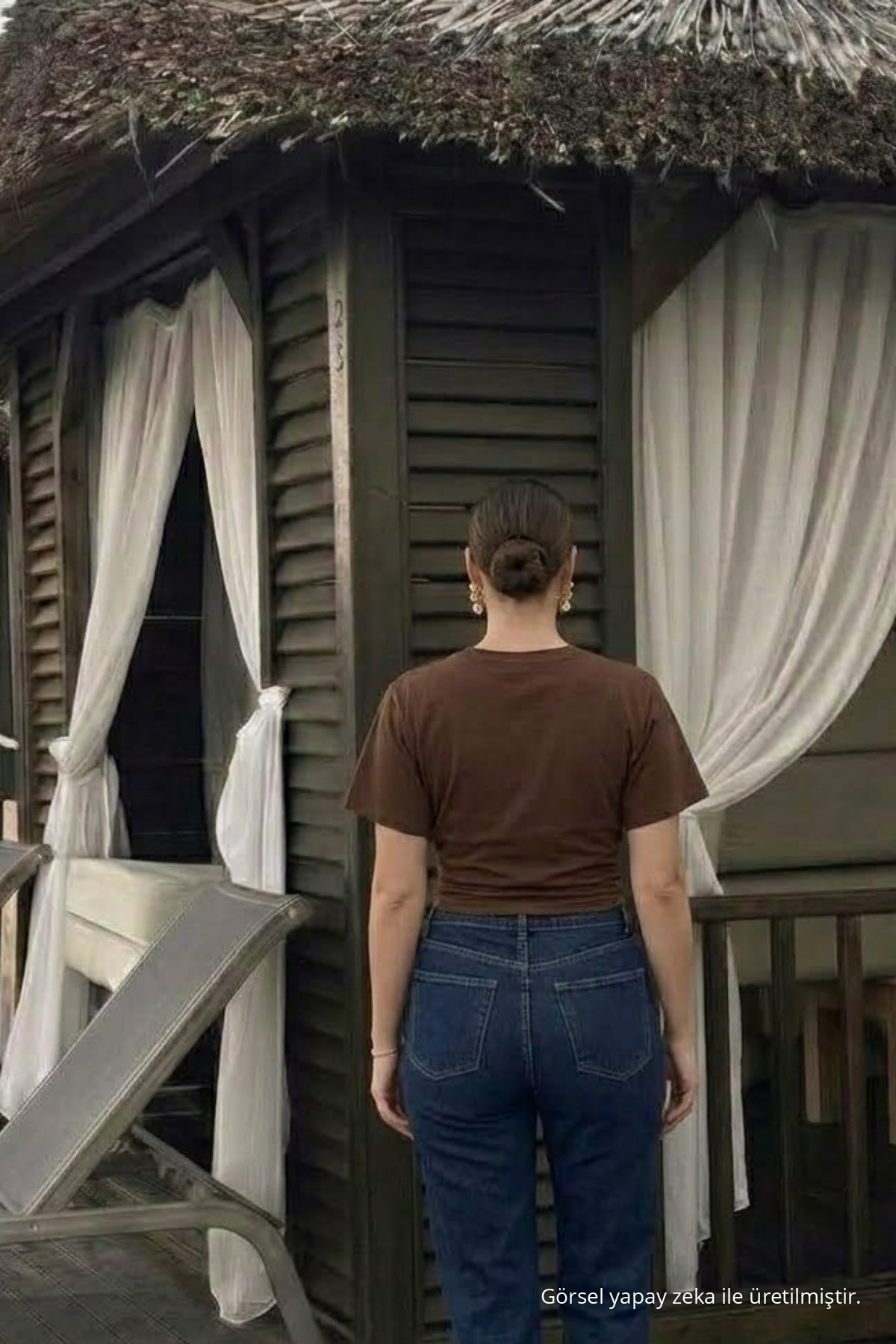 Kadın Premium Dar Kahve Crop Tişört 5