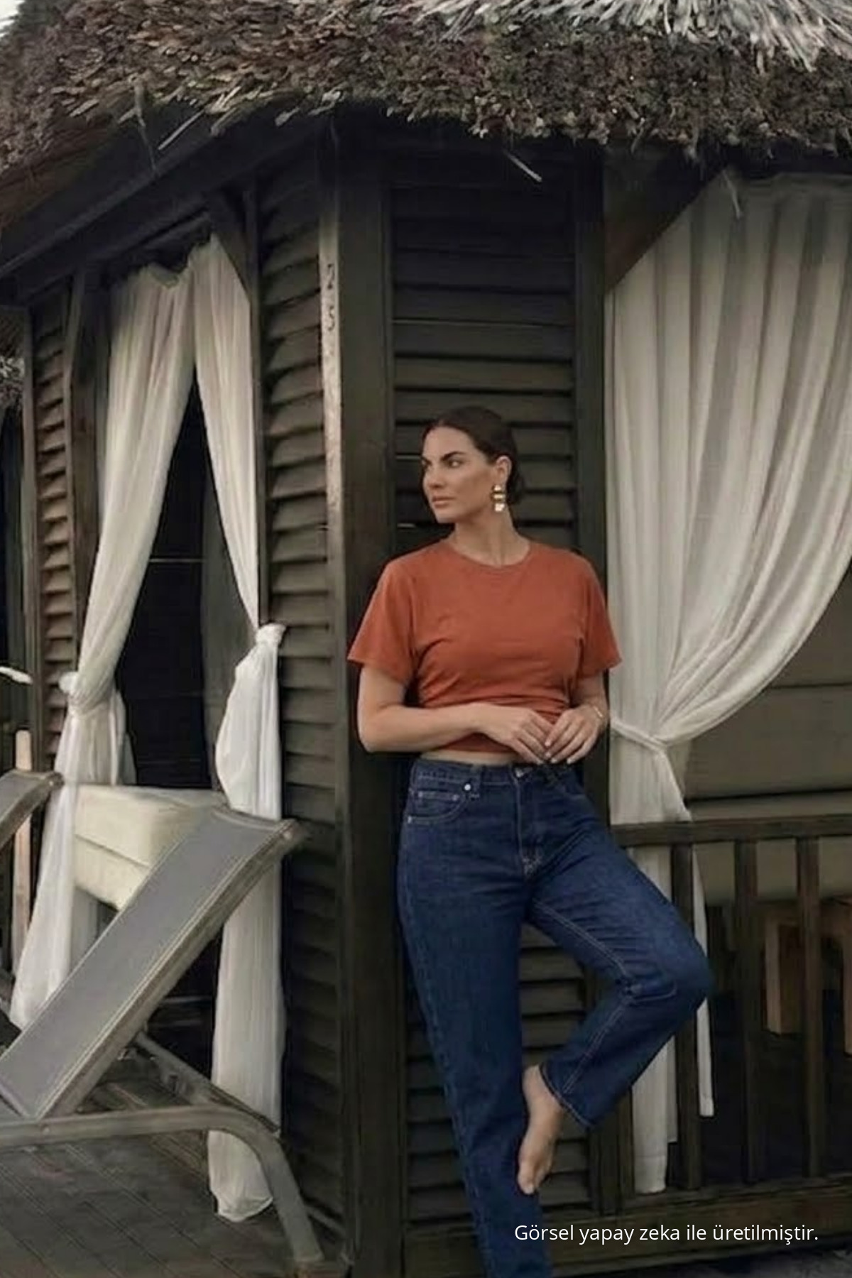 Kadın Premium Dar Pudra Crop Tişört 4